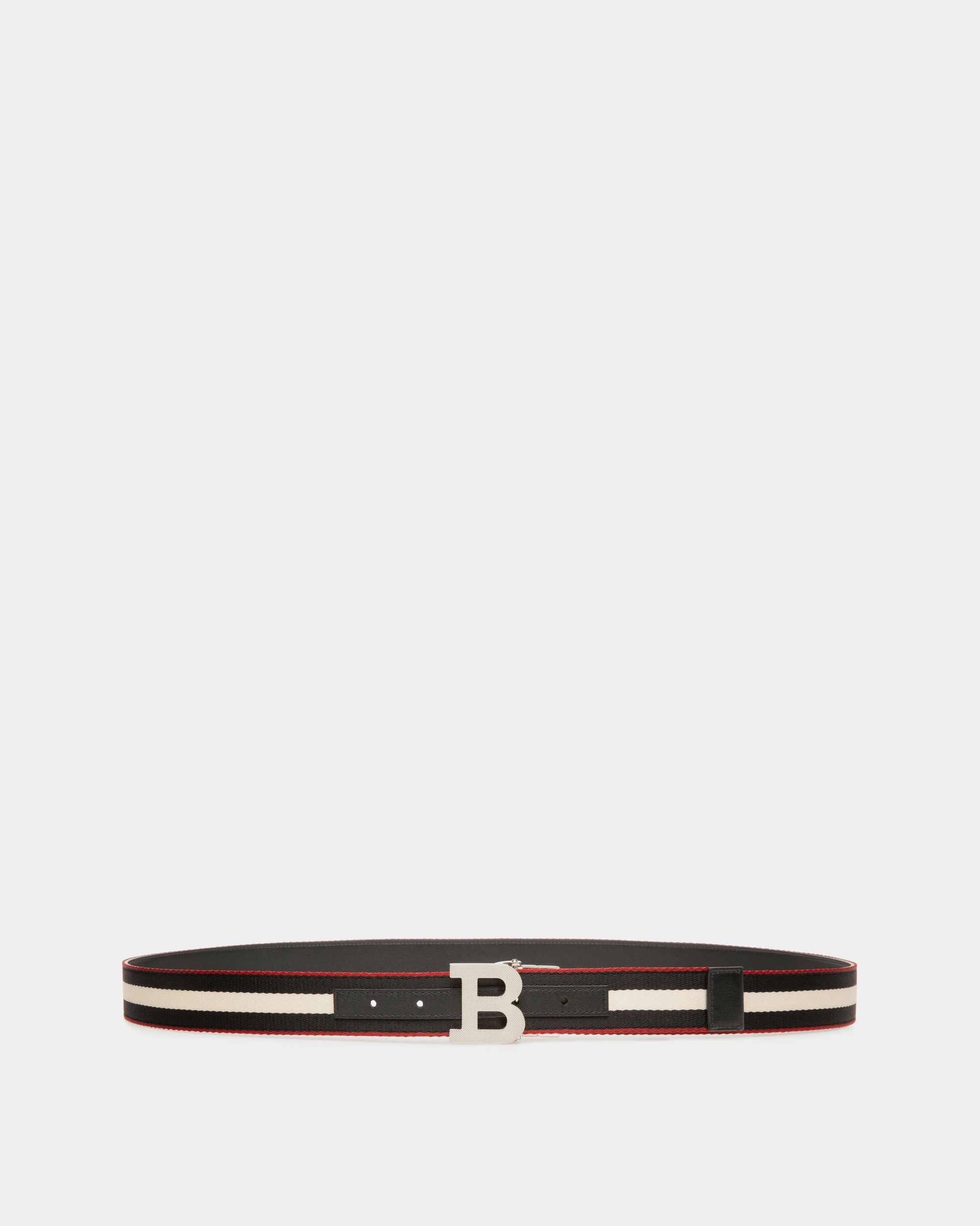 B Buckle Fabric 35mm Belt In Black - Men's - Bally - 01