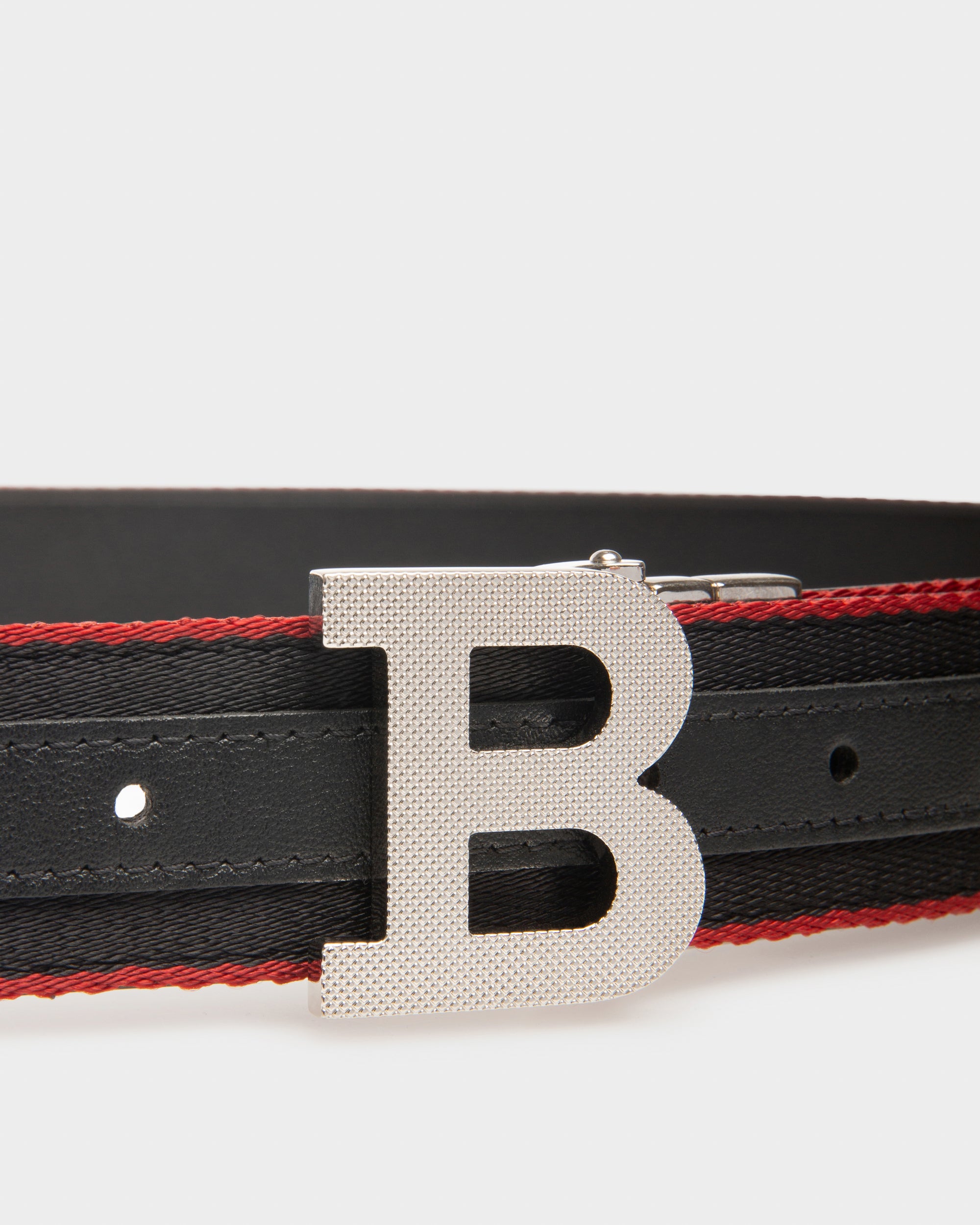 B Buckle Fabric 35mm Belt In Black - Men's - Bally - 03