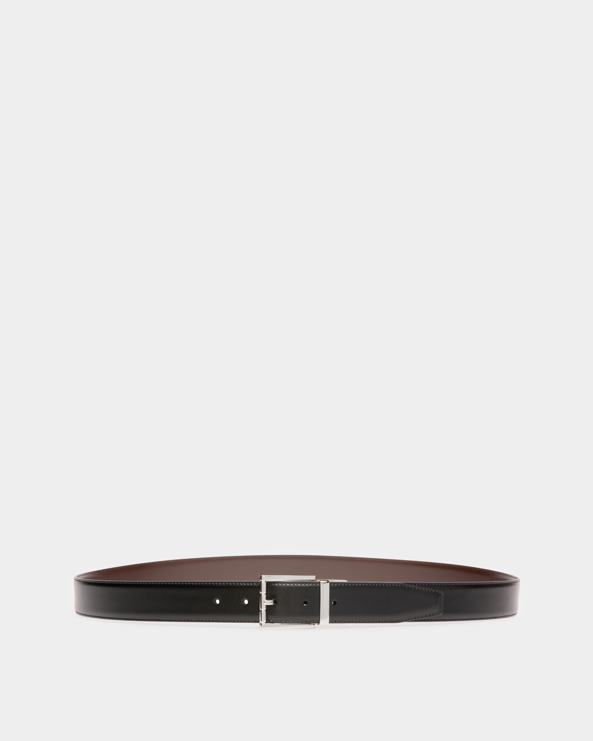 Astor Leather 35mm Belt In Black & Brown - Men's - Bally - 01