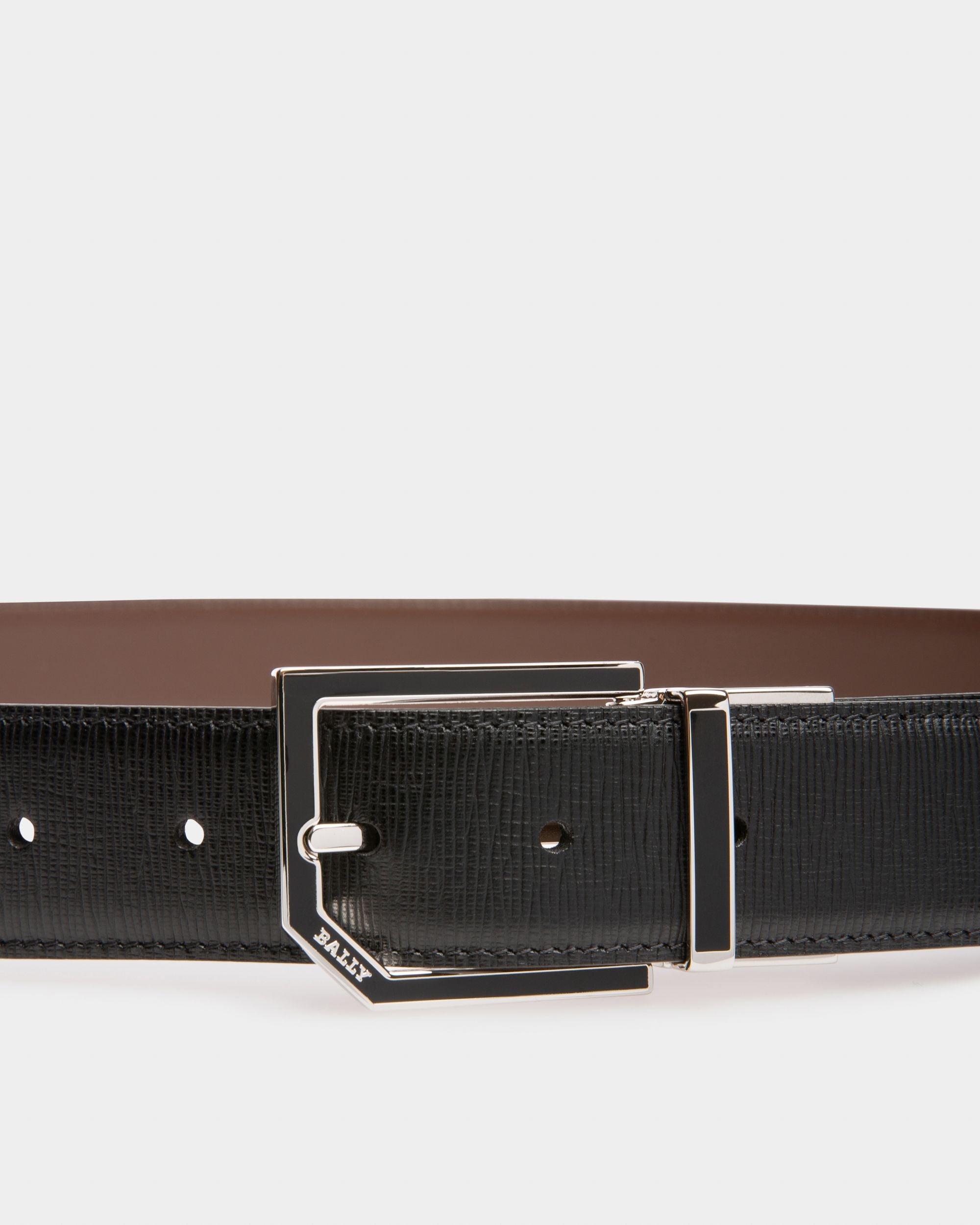 Charlton Leather Adjustable & Reversible 35mm Belt In Black & Brown - Men's - Bally - 03