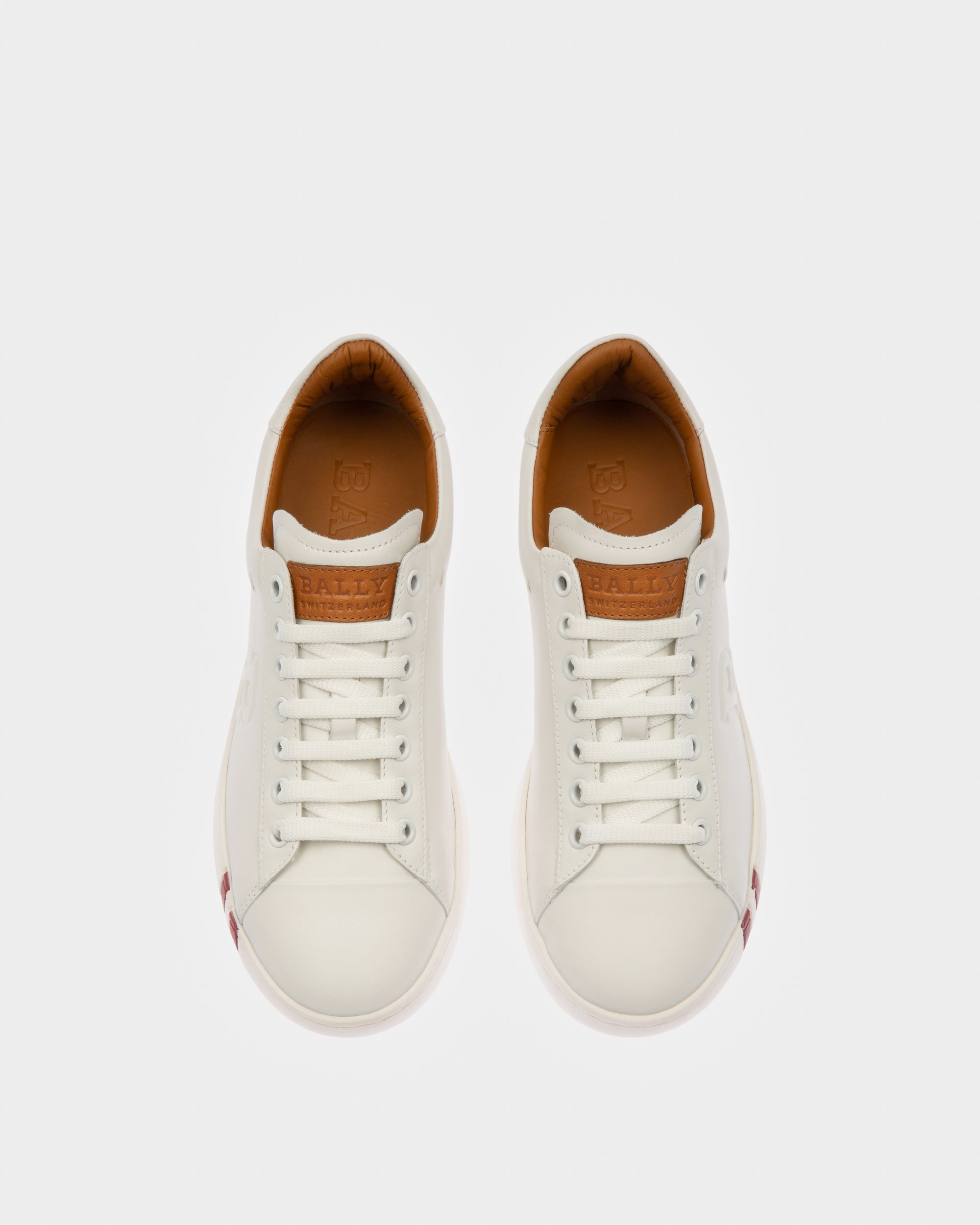 Wivian Women's Leather Perforated Trainer In White - Women's - Bally - 02