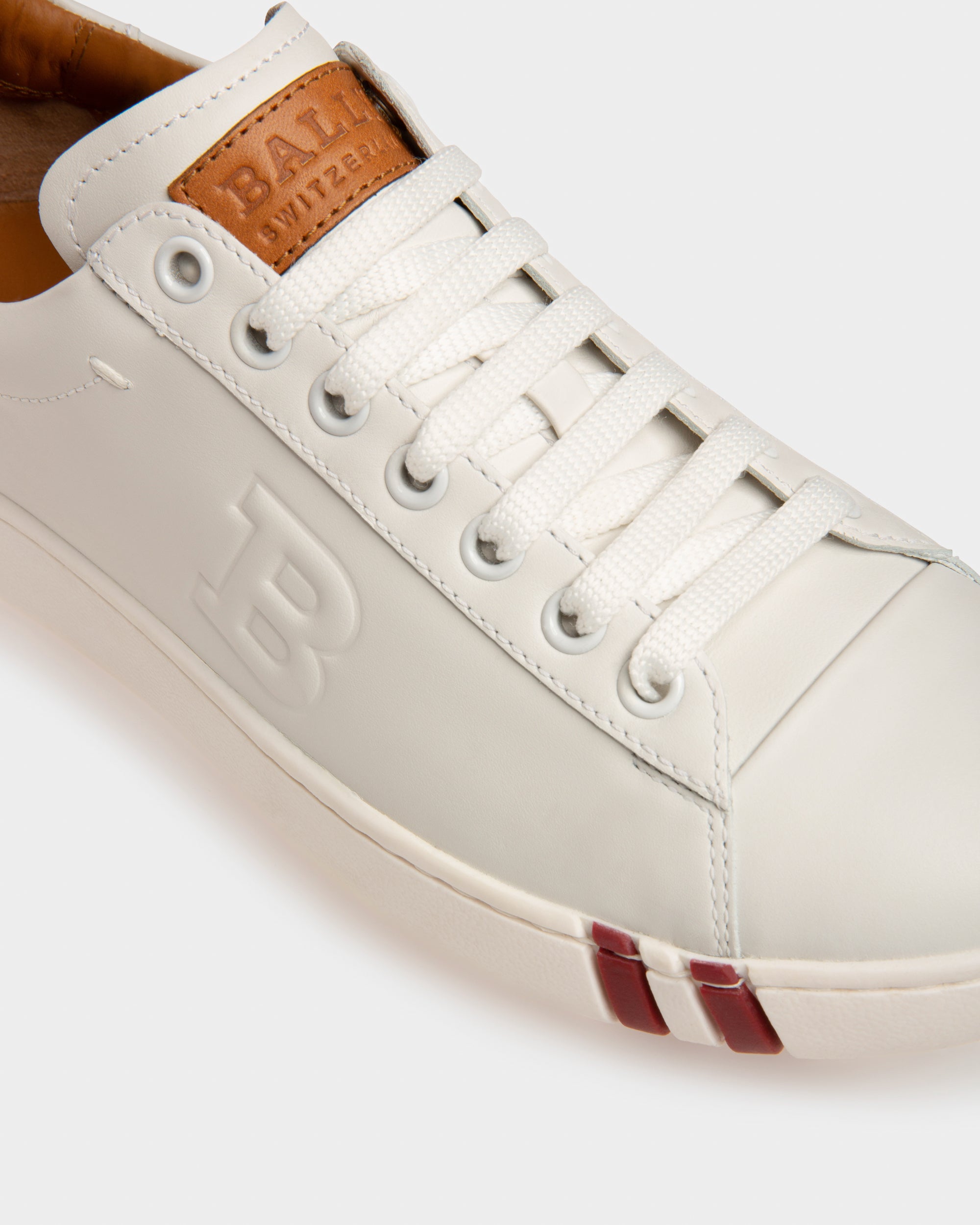Wivian Women's Leather Perforated Trainer In White - Women's - Bally - 06