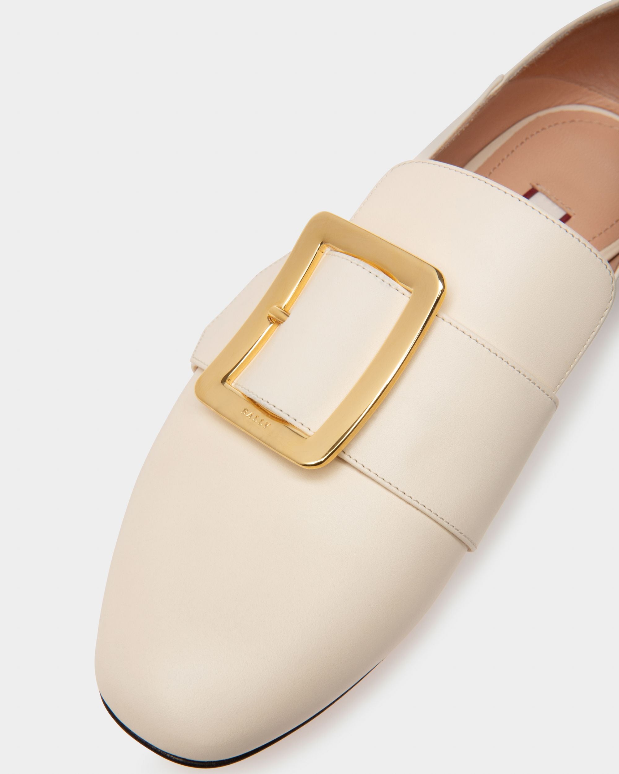 Janelle Leather Slippers In Bone - Women's - Bally - 04