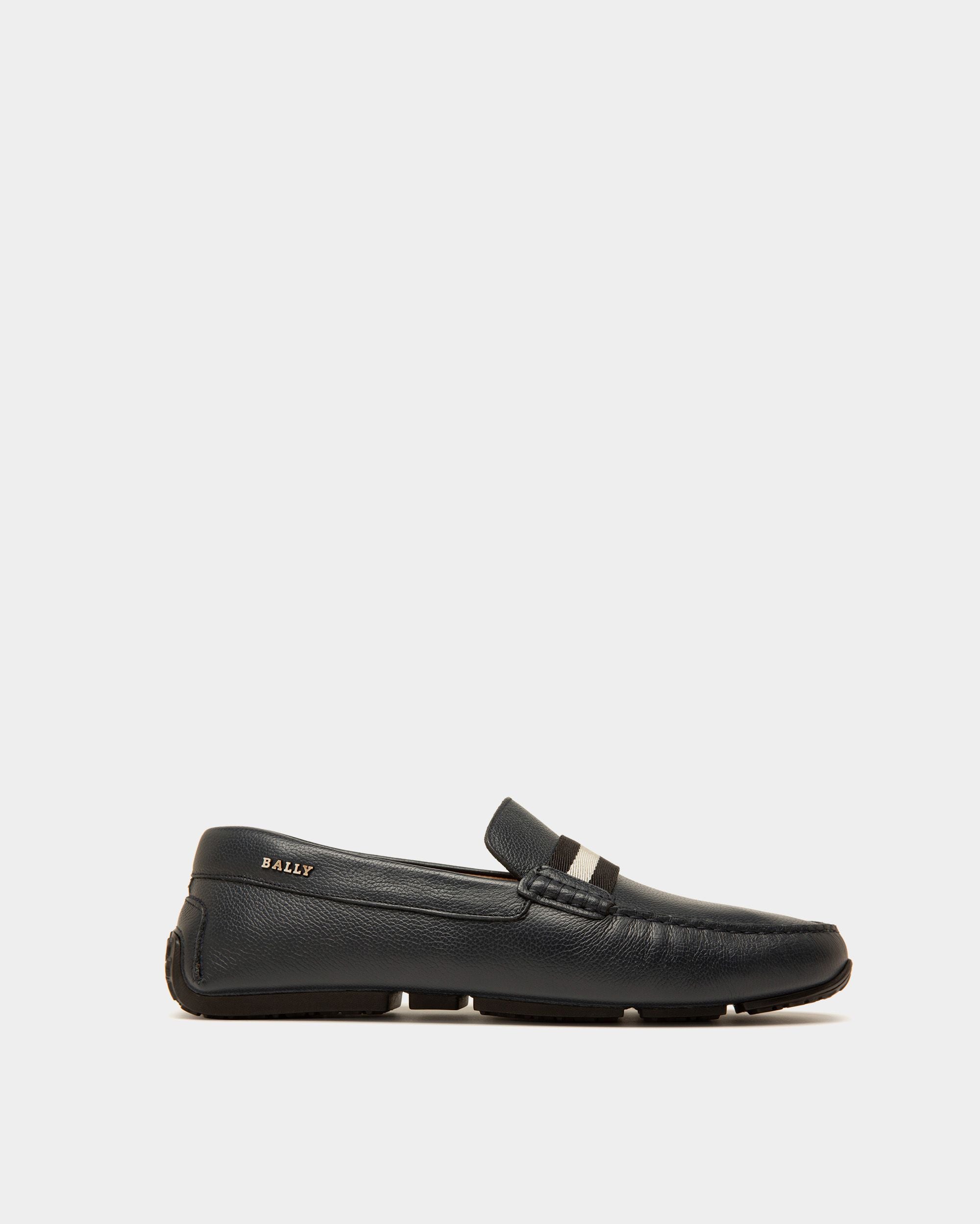 Pilot Drivers In Navy Leather And Fabric - Men's - Bally - 01