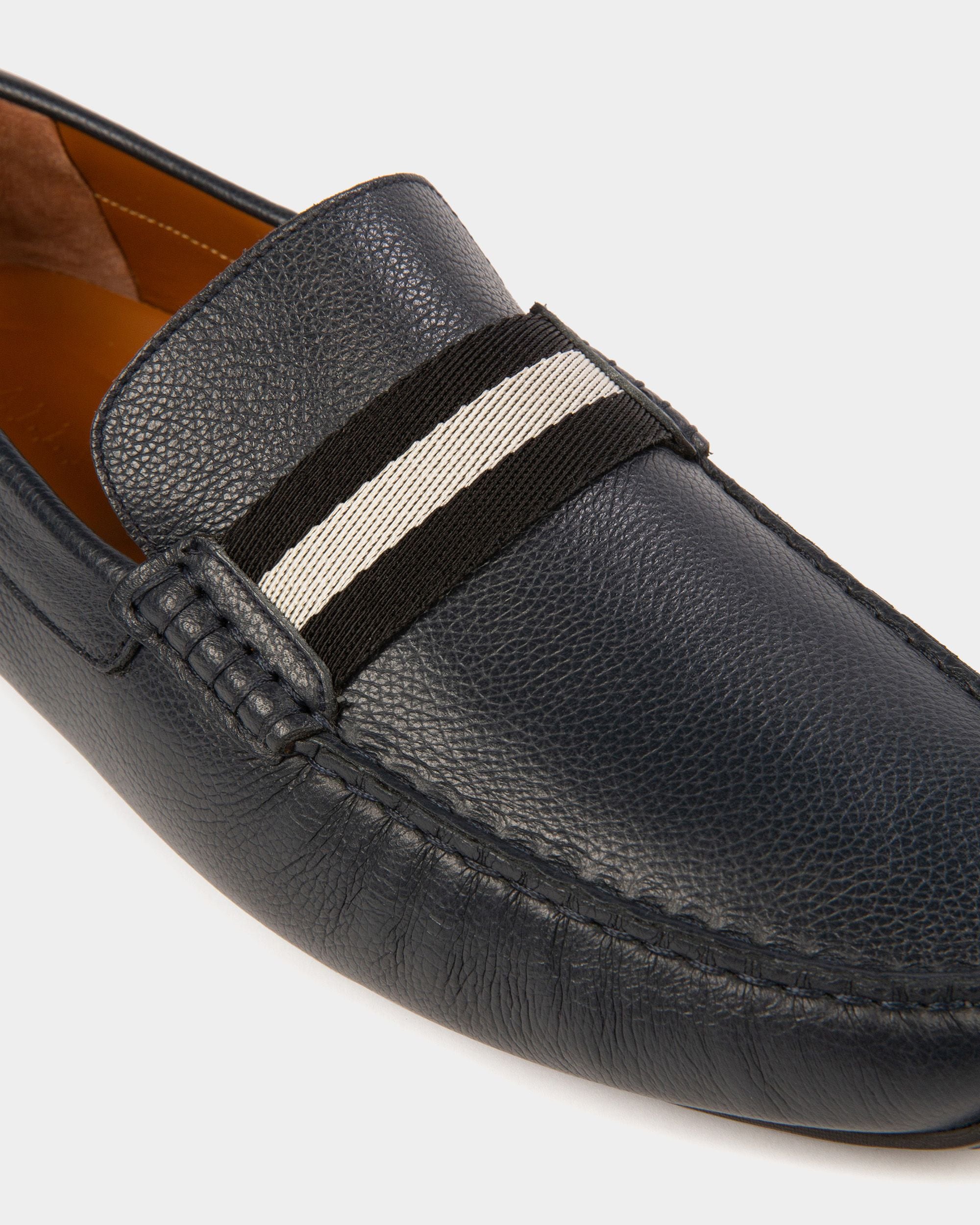 Pilot Drivers In Navy Leather And Fabric - Men's - Bally - 05