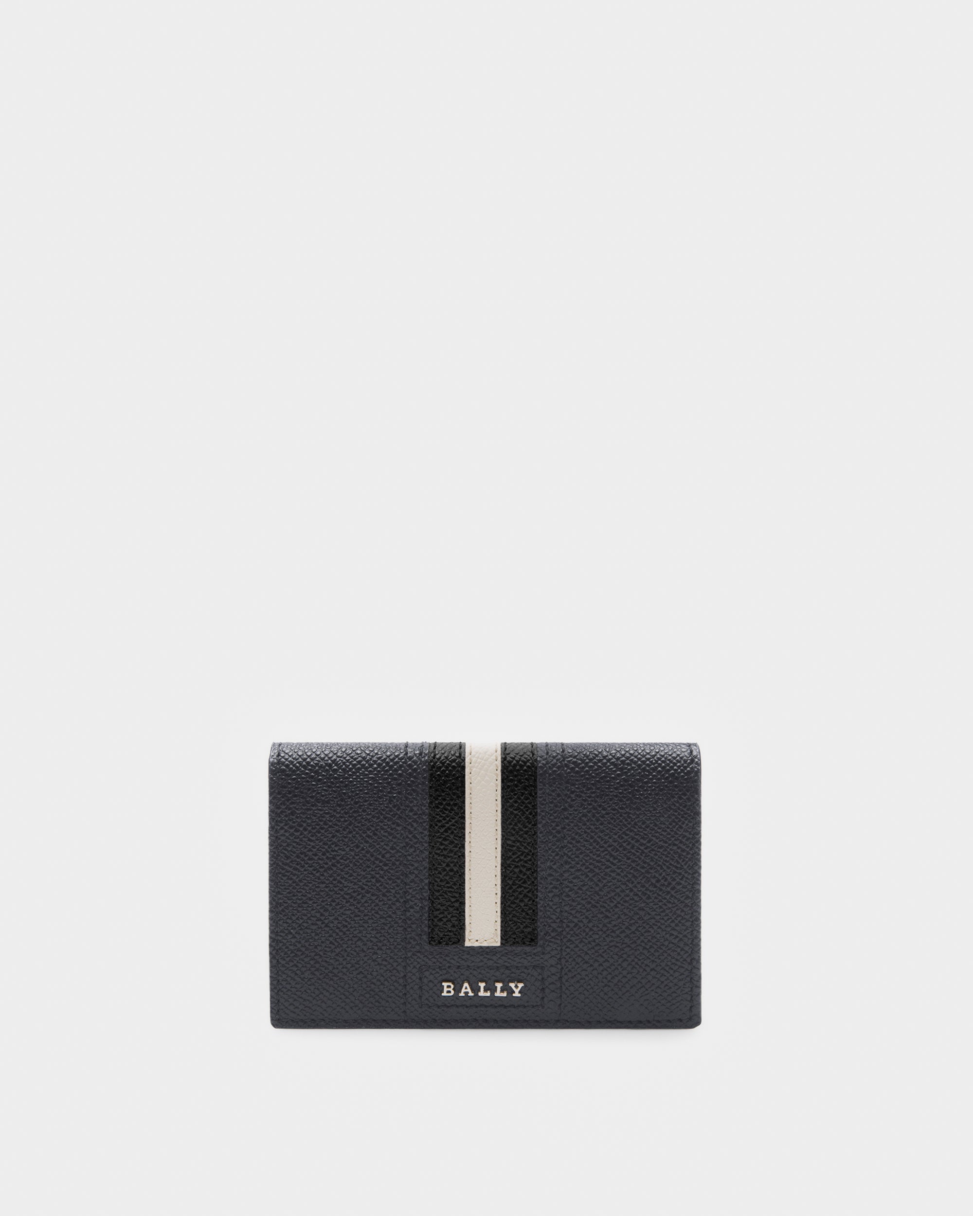 Tyke Leather Card Holder In Navy - Men's - Bally - 01