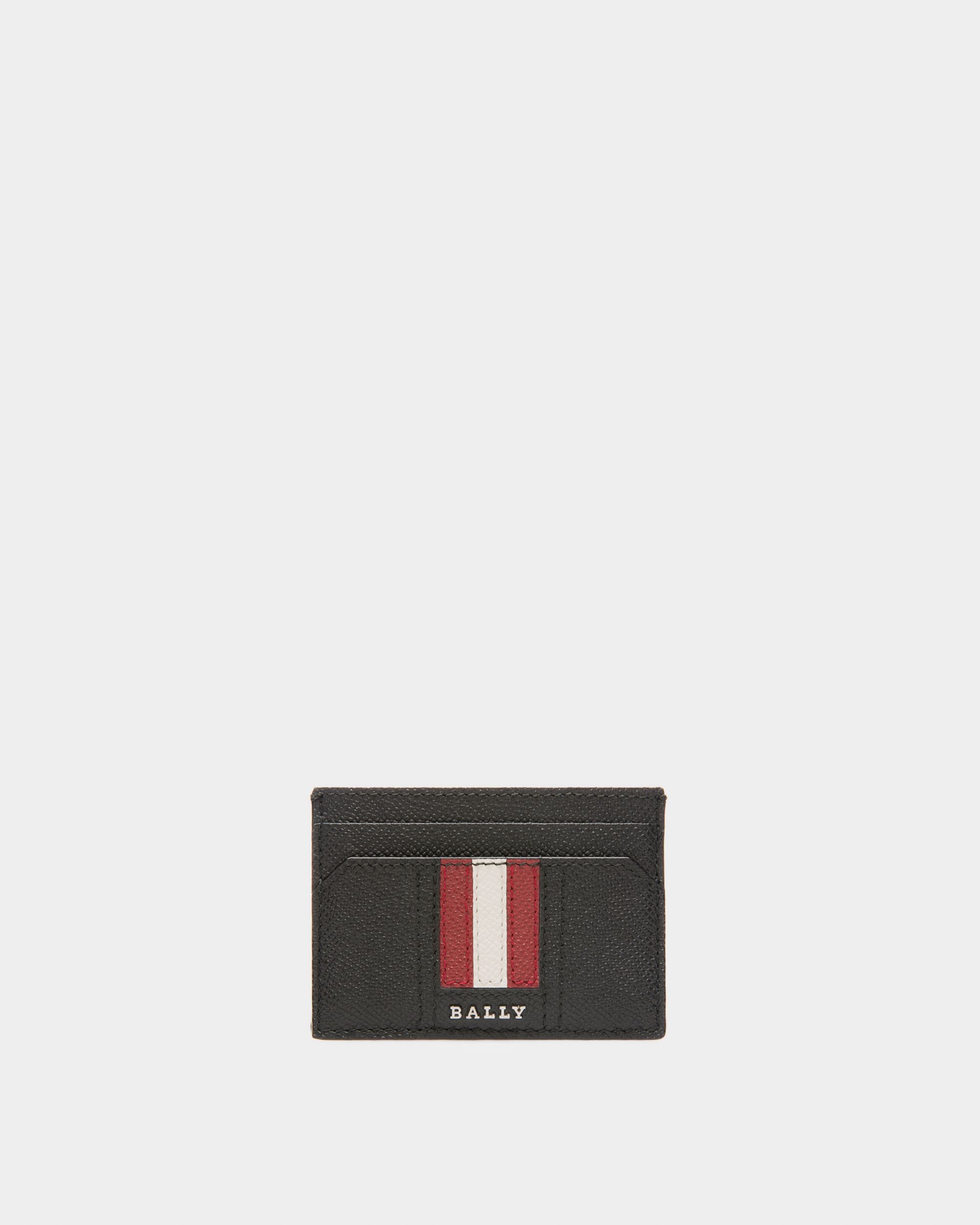 Lettering Business Card Holder In Black Leather - Men's - Bally - 01