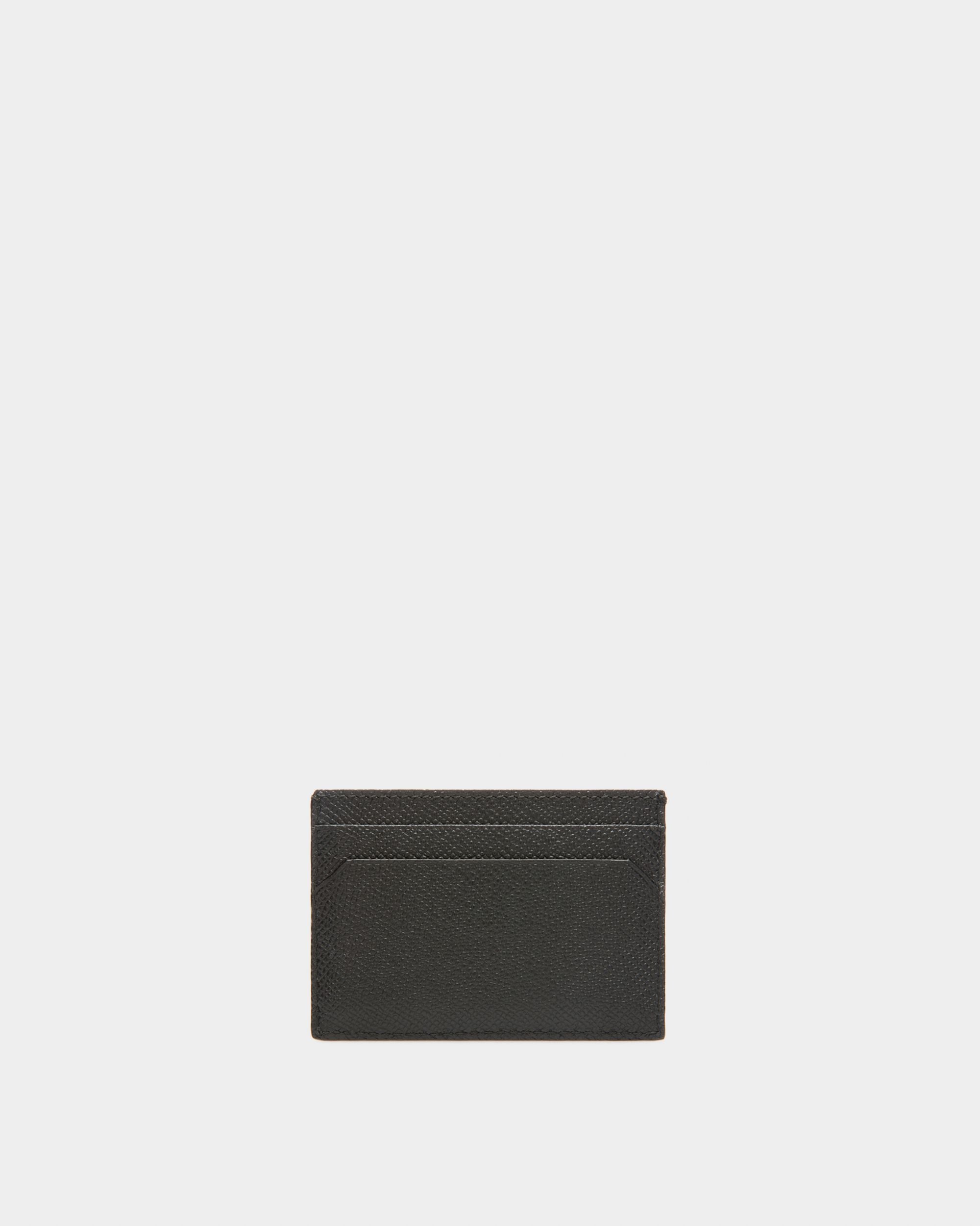 Lettering Business Card Holder In Black Leather - Men's - Bally - 02