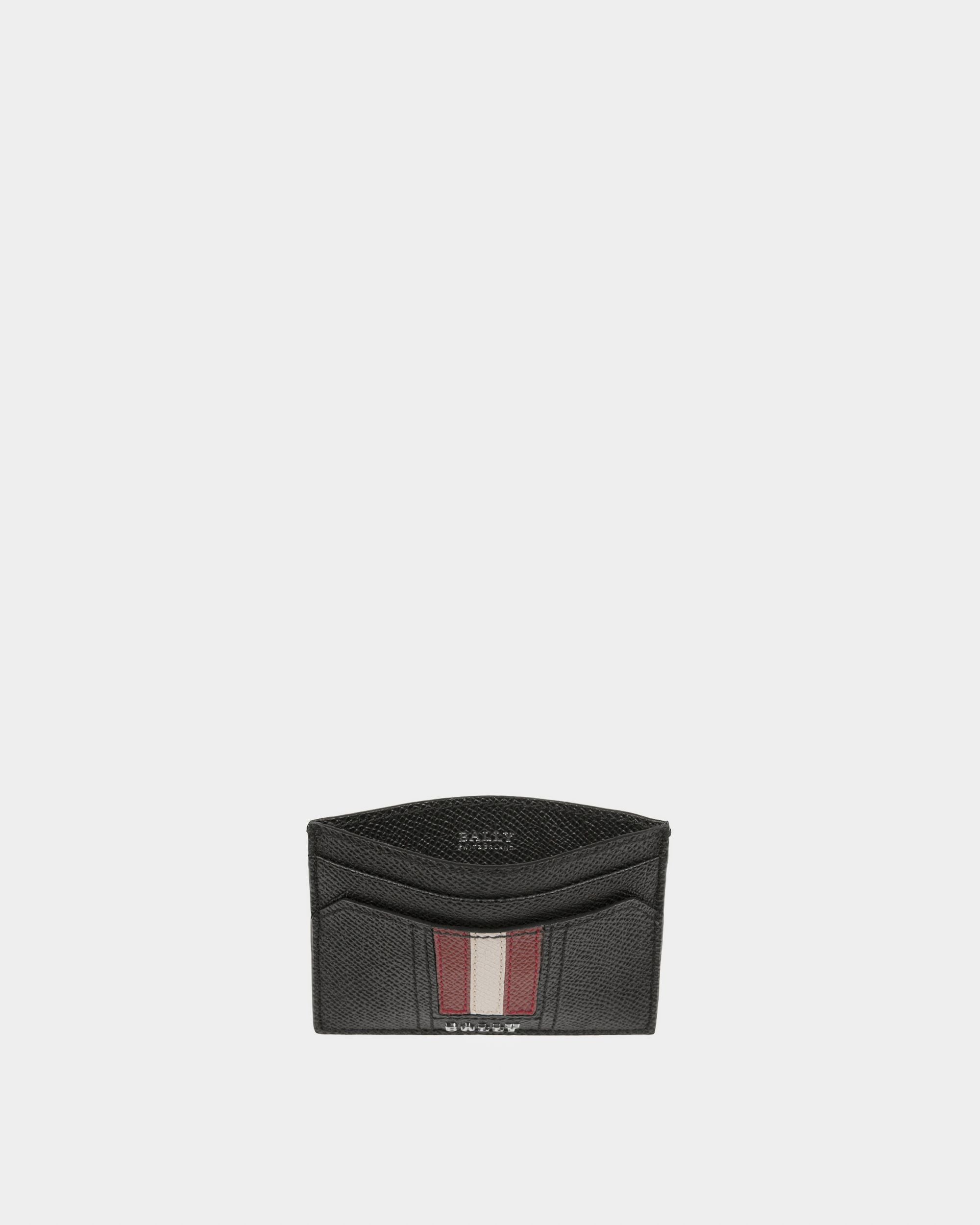 Lettering Business Card Holder In Black Leather - Men's - Bally - 03