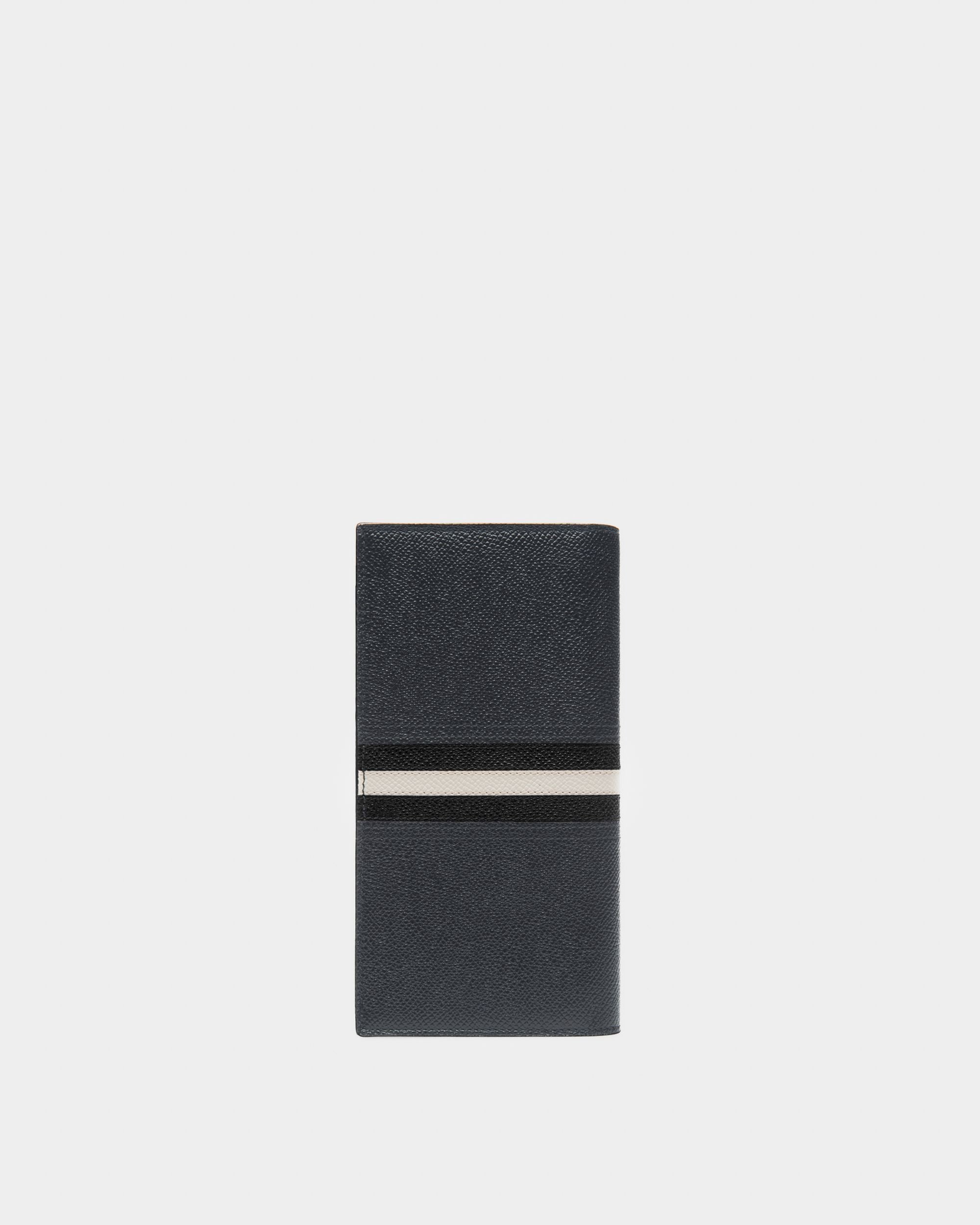 Lettering Continental Wallet In Blue Leather - Men's - Bally - 02