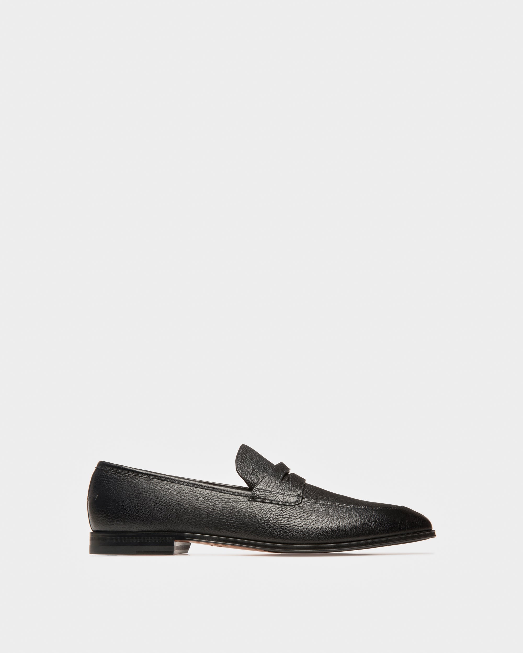 Webb Men's Grained Deer Leather Penny Loafer In Black - Men's - Bally - 01