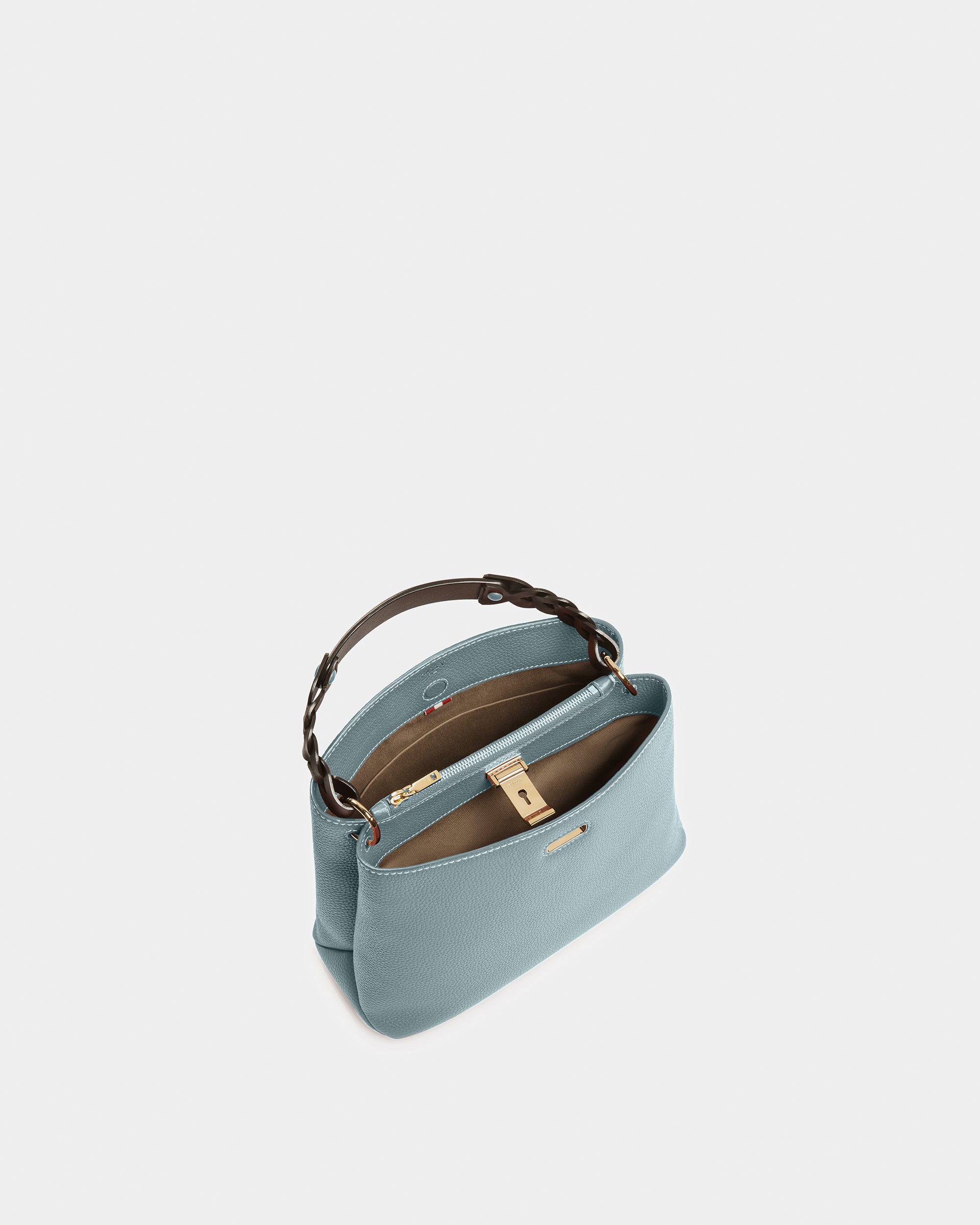 Lucyle Leather Shoulder Bag In Light Blue And Brown - Women's - Bally - 04