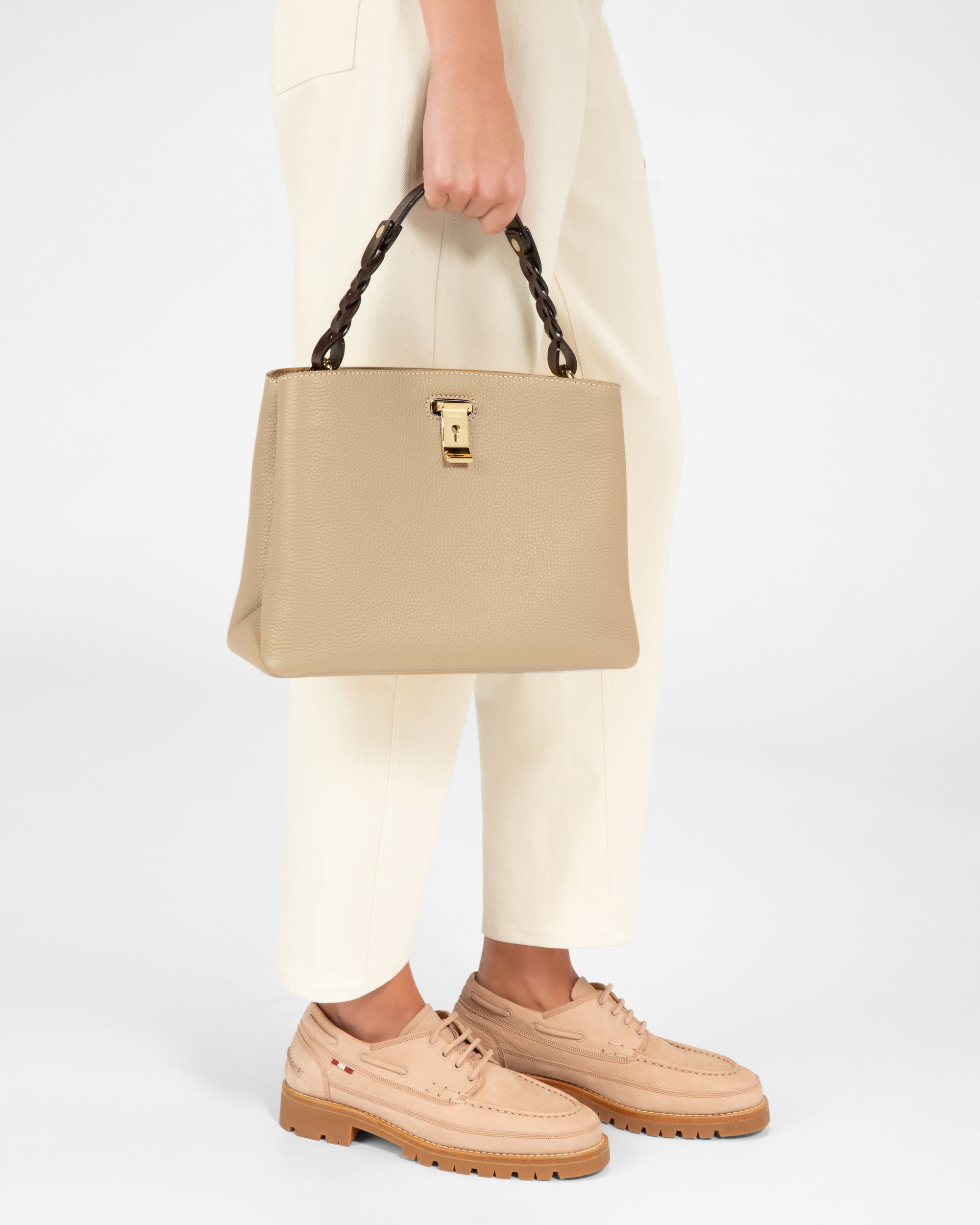 Lucyle Leather Shoulder Bag In Light Beige - Women's - Bally - 02