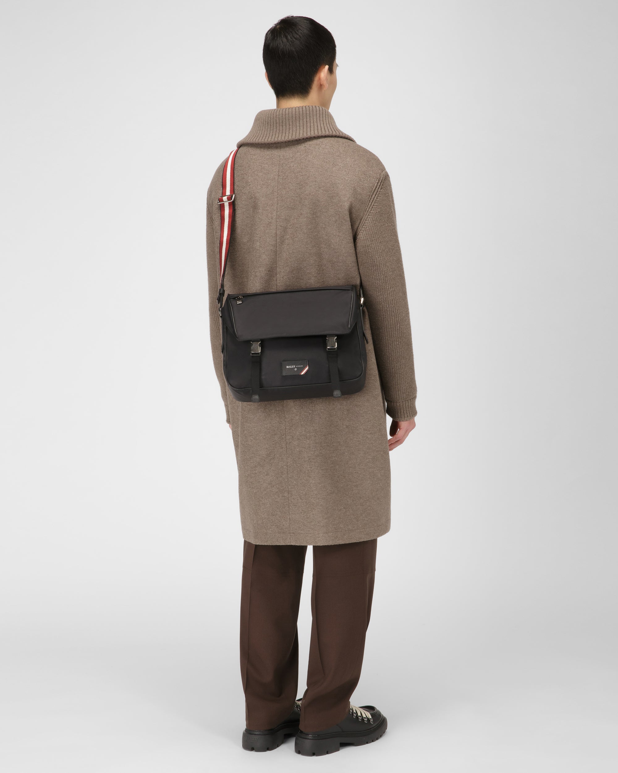 Messenger Bag In Black Recycled Nylon - Men's - Bally - 05