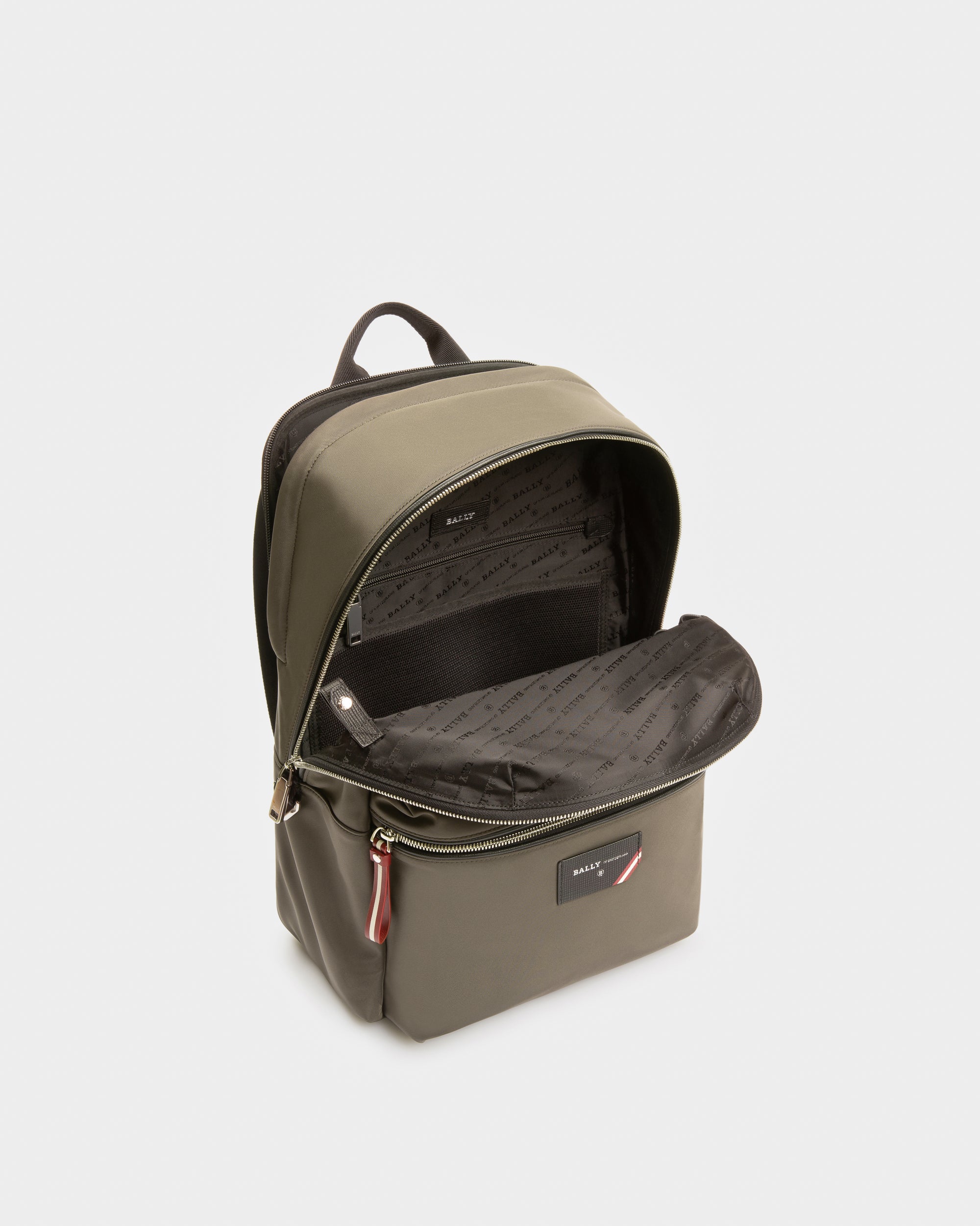 Ferey Recycled Nylon Backpack In Army Green - Men's - Bally - 03