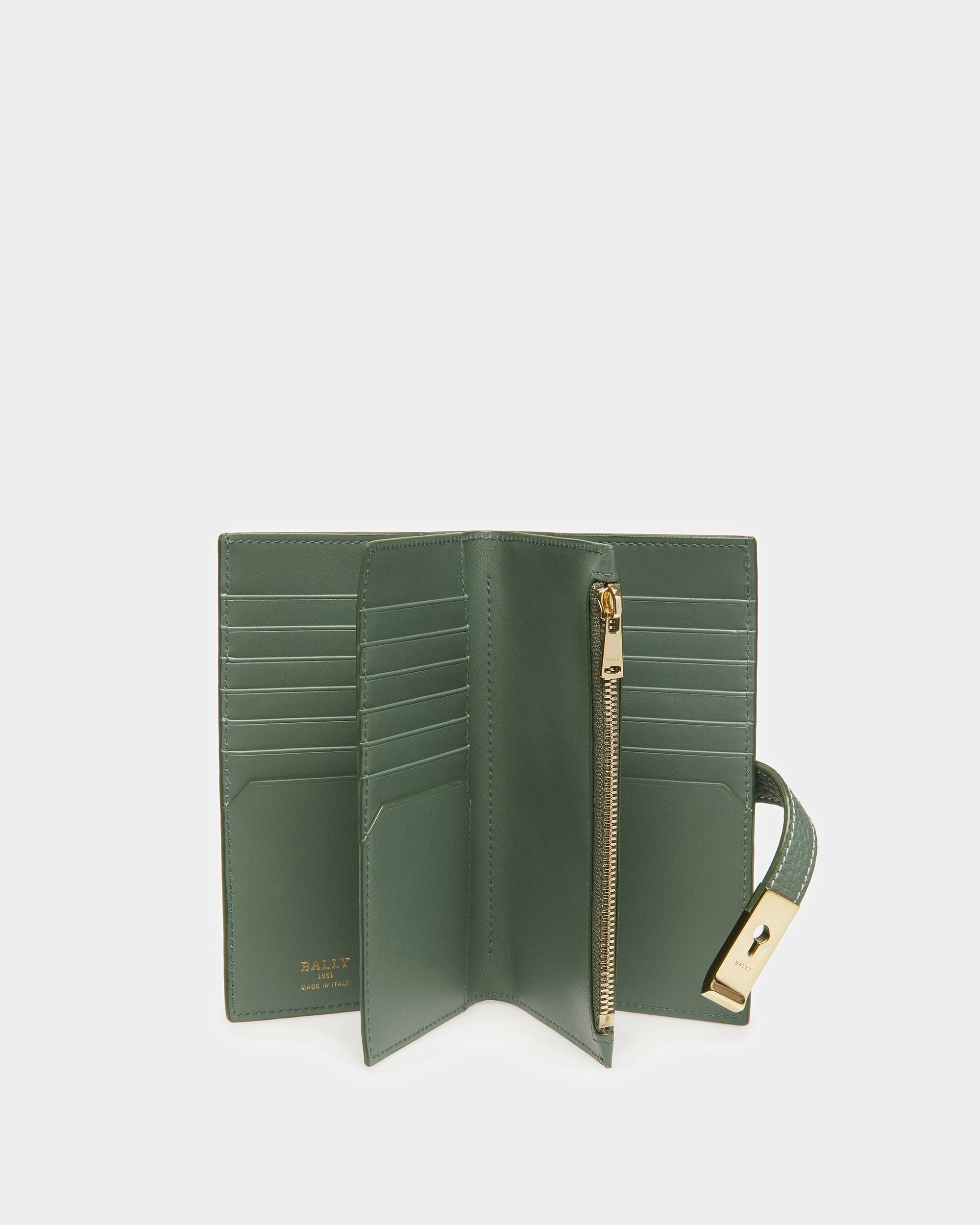 Amber Leather Wallet In Sage - Women's - Bally - 03