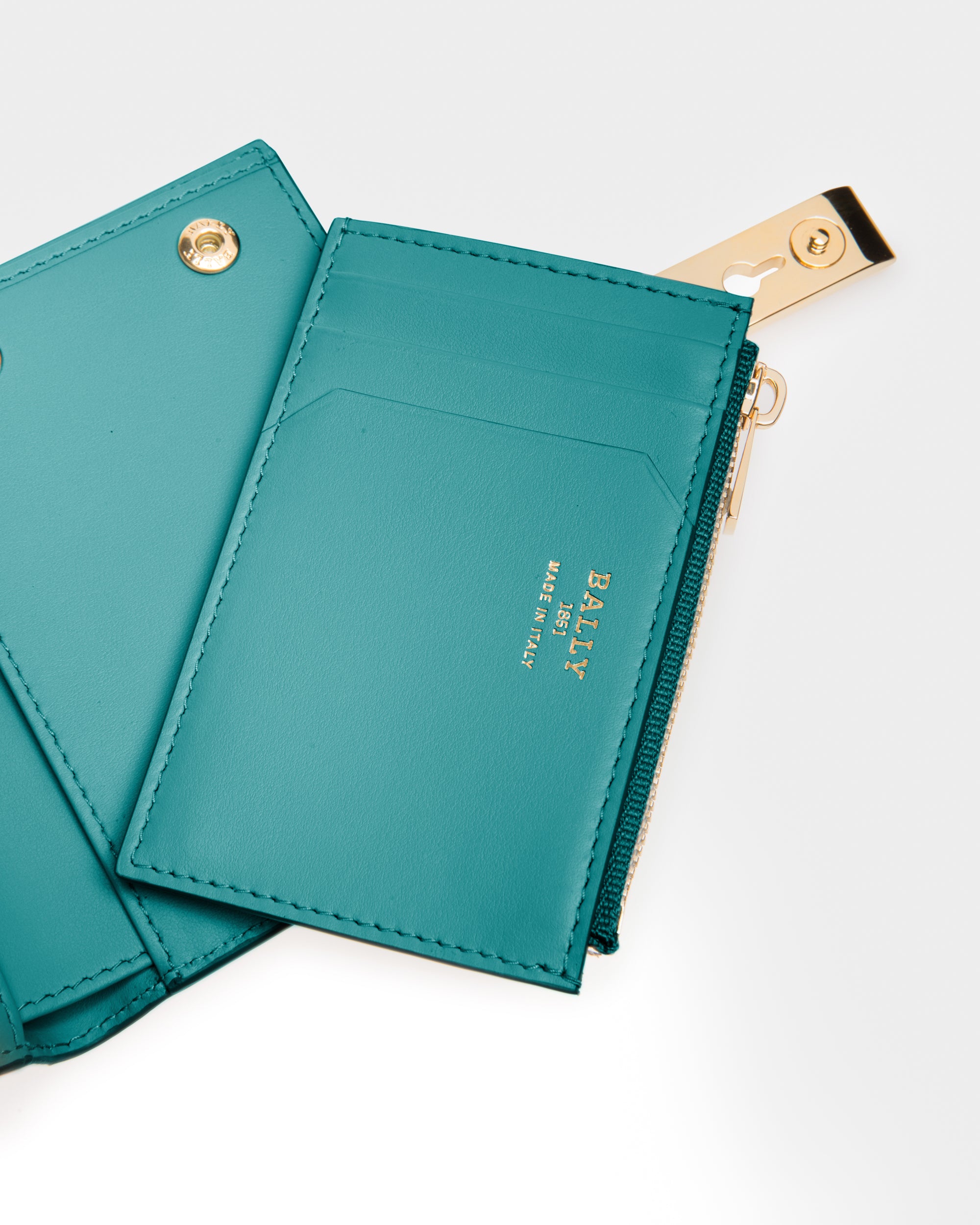 Assen Leather Card Holder In Dark Green - Women's - Bally - 05