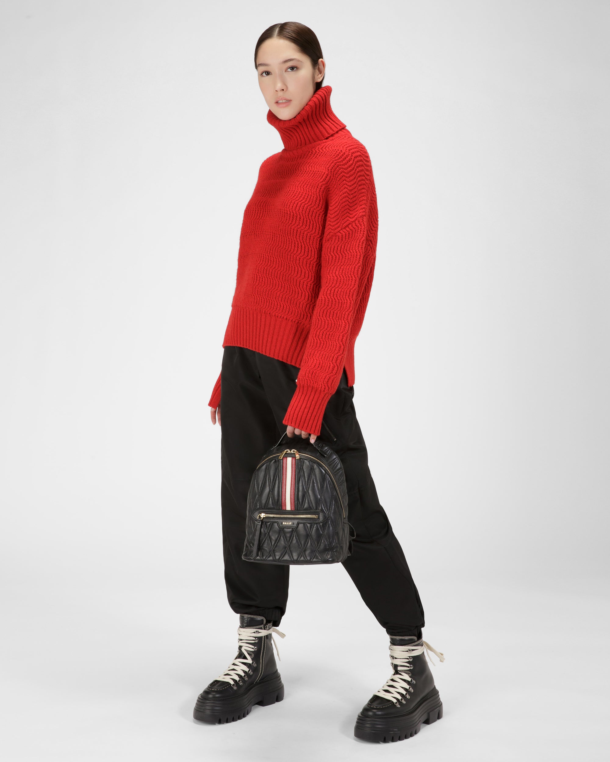 Daffi Leather Backpack In Black - Women's - Bally - 02
