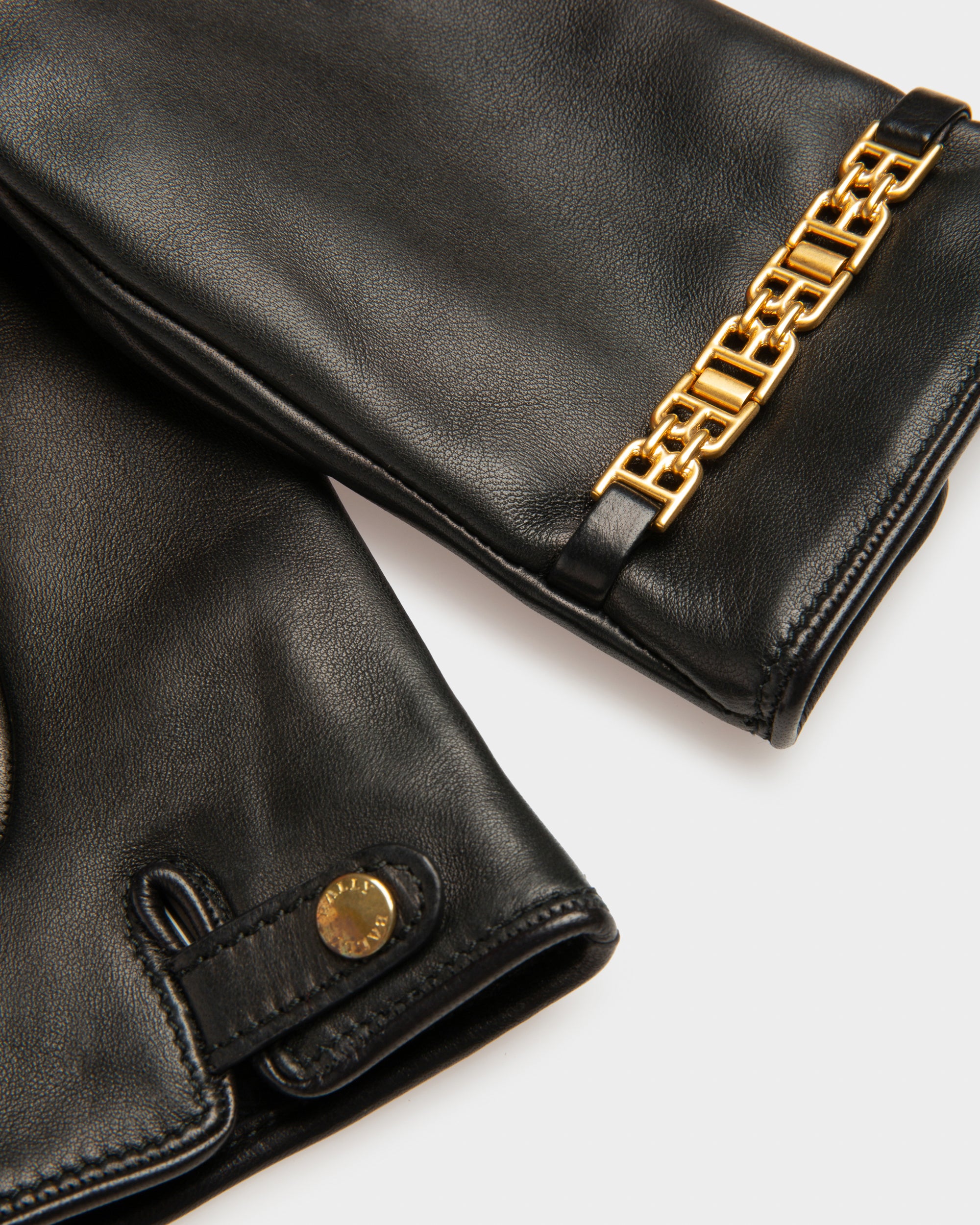 Leather Gloves In Black - Women's - Bally - 02