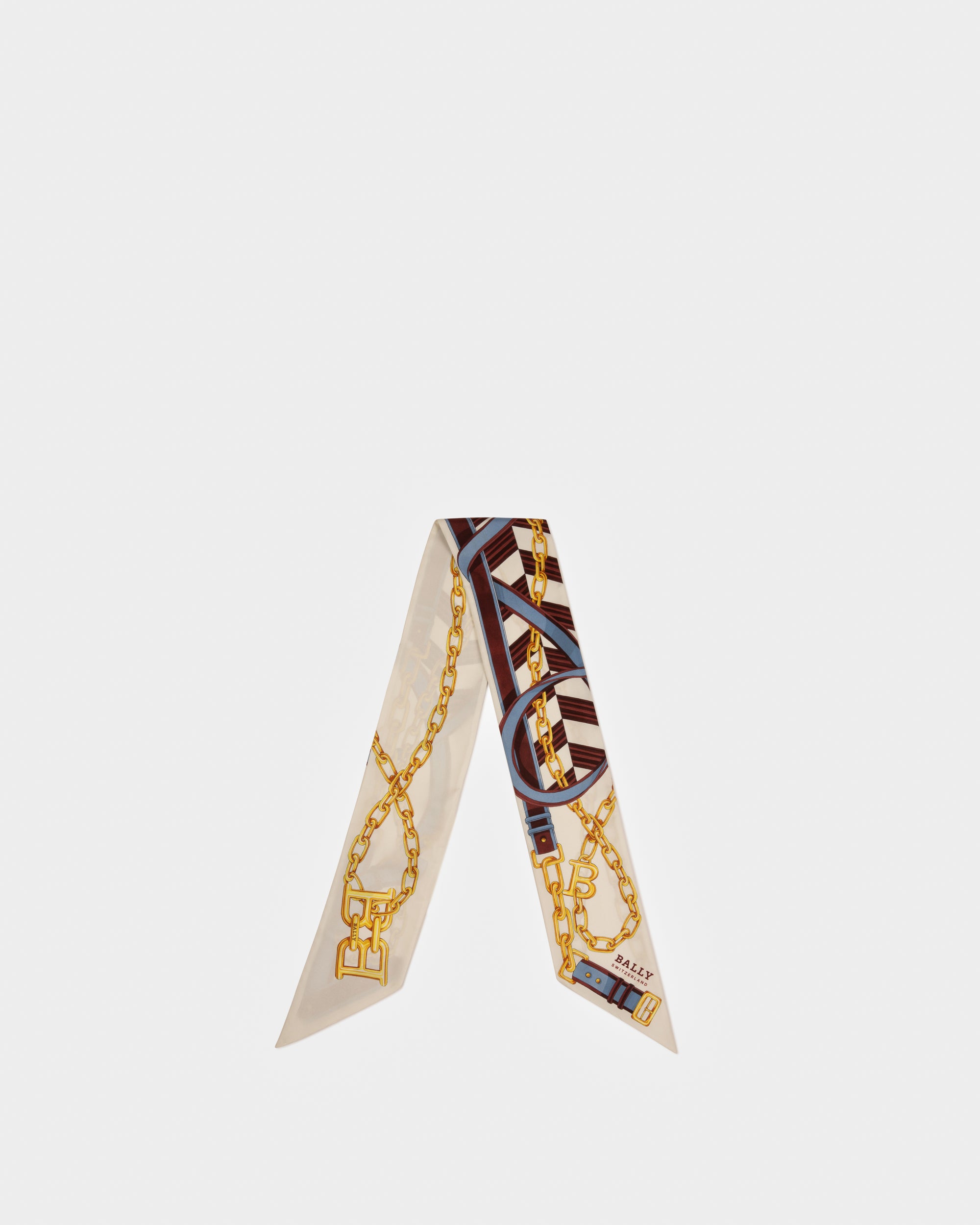 Silk Scarf In Bone And Caramel - Women's - Bally - 01