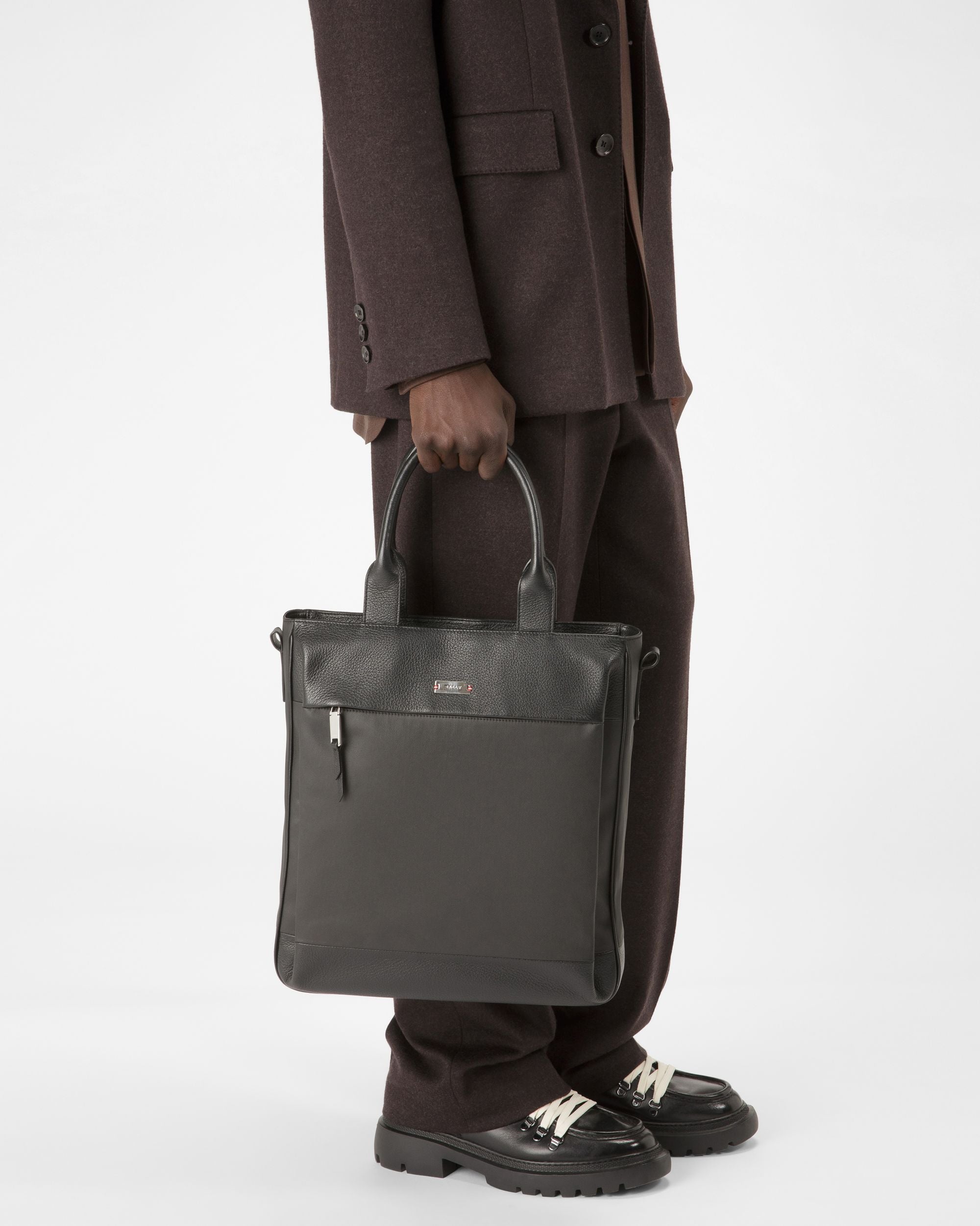 Vilio Coated Canvas & Leather Backpack In Black - Men's - Bally - 01
