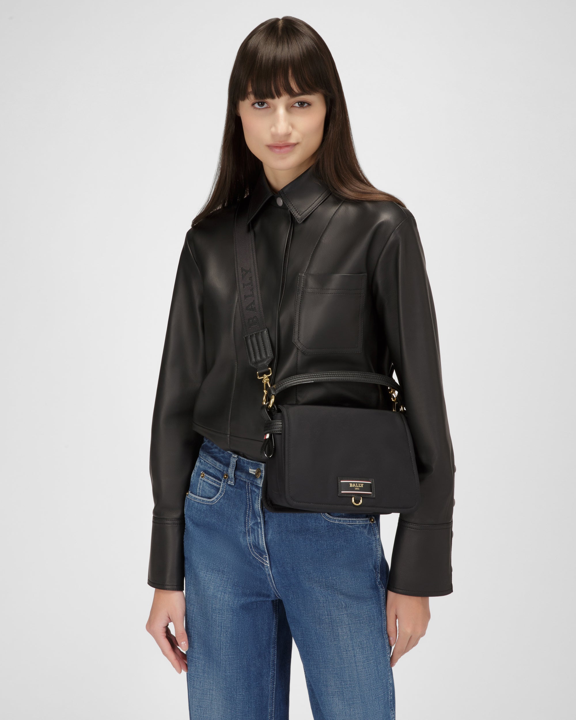 Ekyra Recycled Nylon Crossbody Bag In Black - Women's - Bally - 03