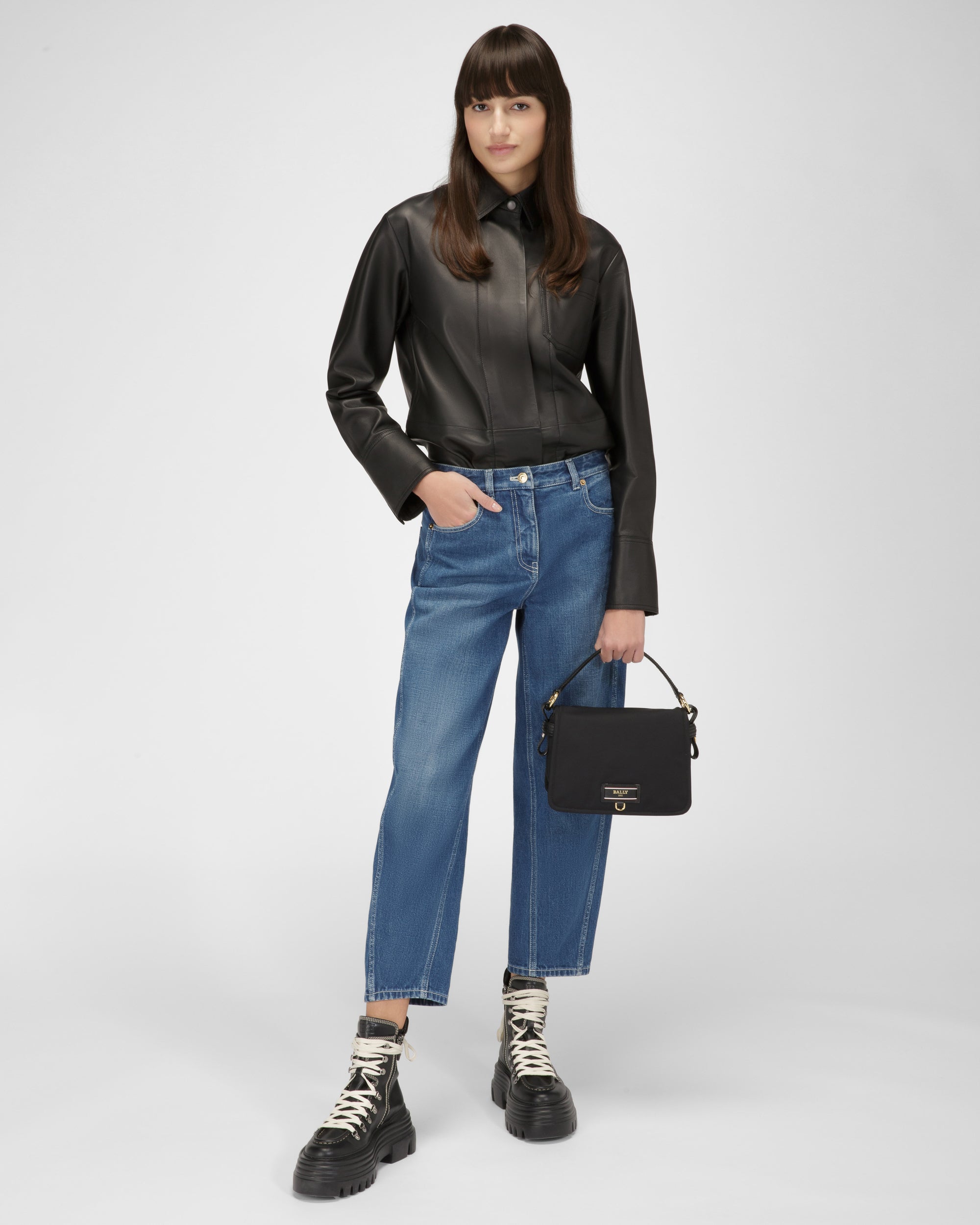 Ekyra Recycled Nylon Crossbody Bag In Black - Women's - Bally - 04