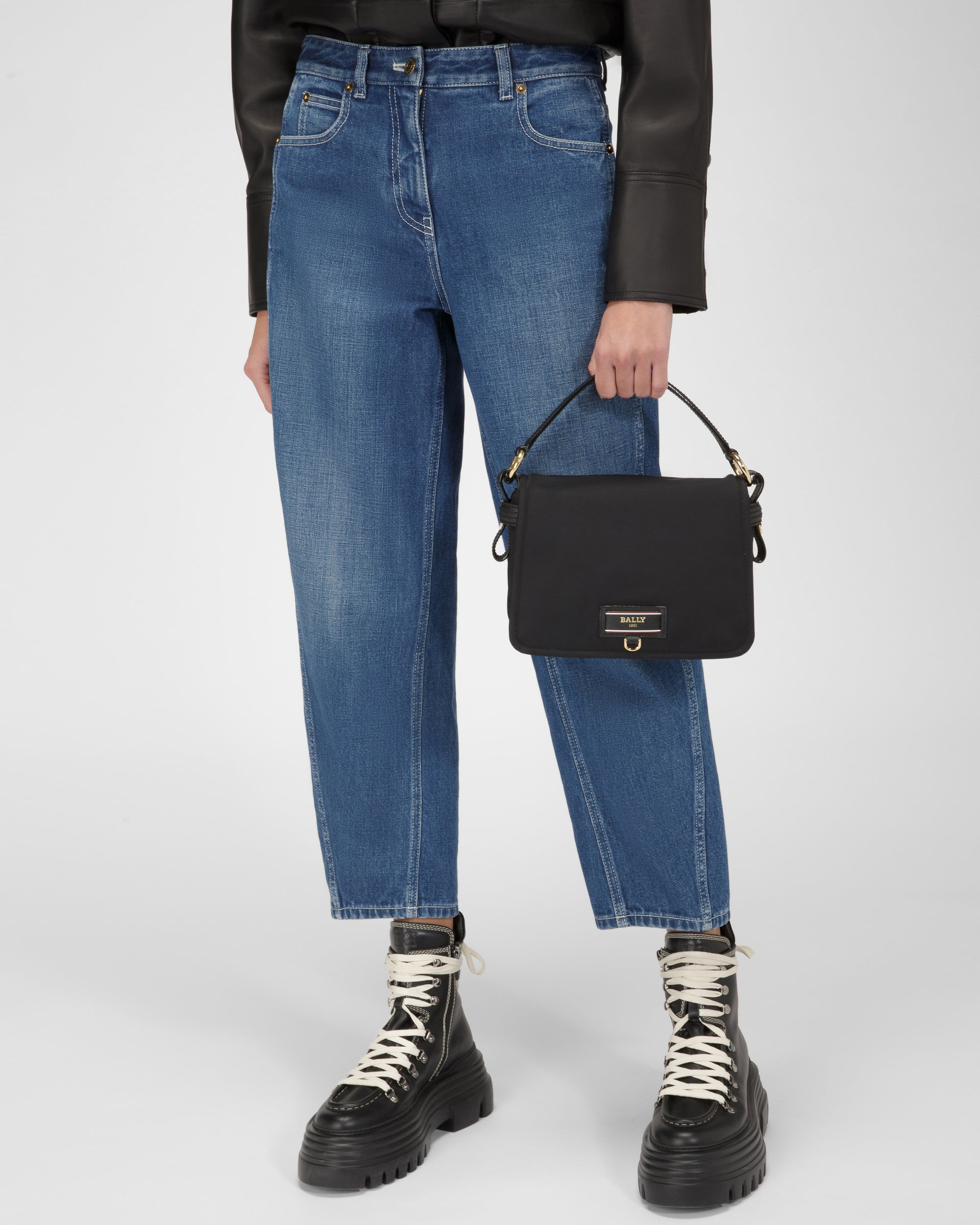 Ekyra Recycled Nylon Crossbody Bag In Black - Women's - Bally - 05