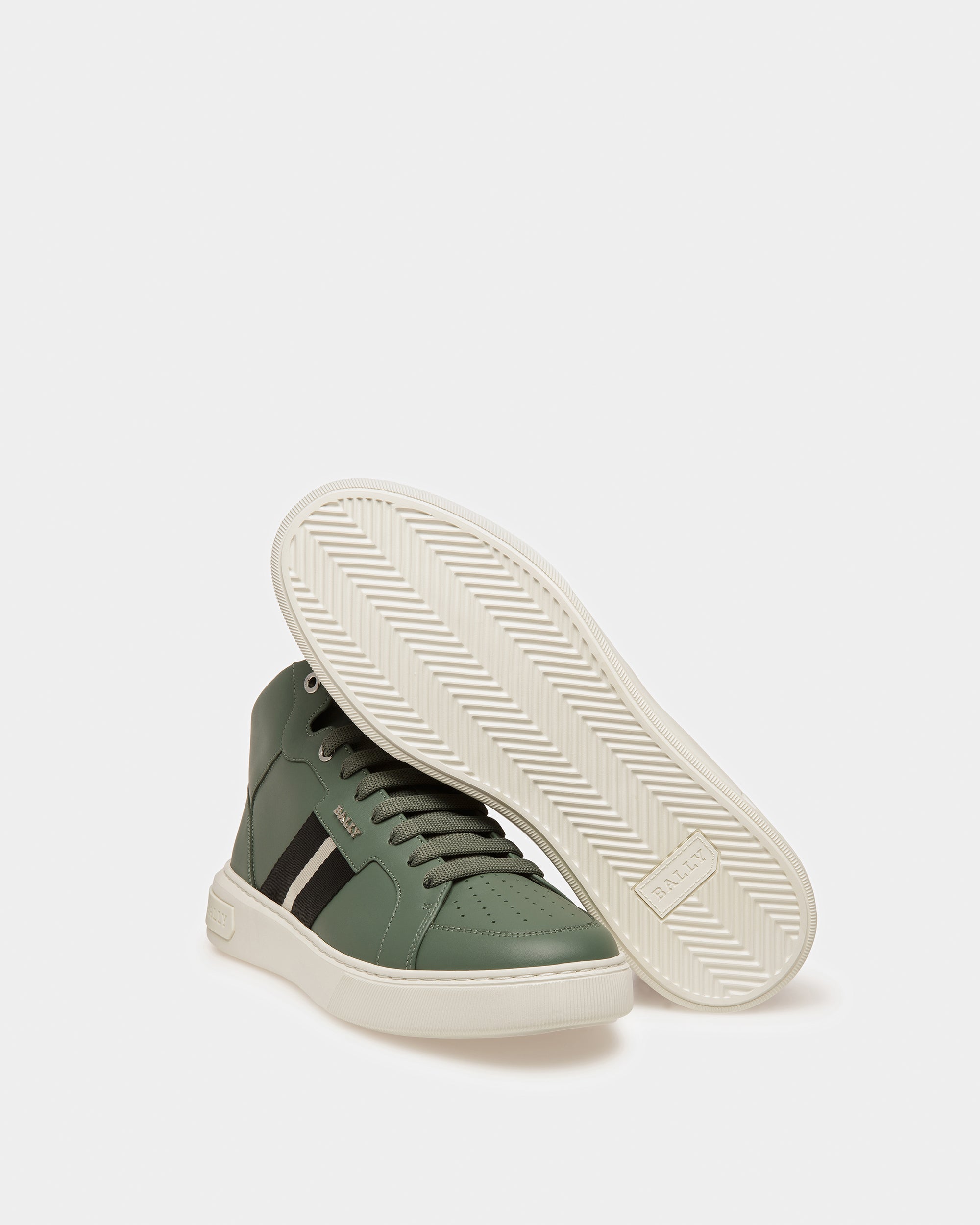 Myles Leather Sneakers In Sage - Men's - Bally - 05