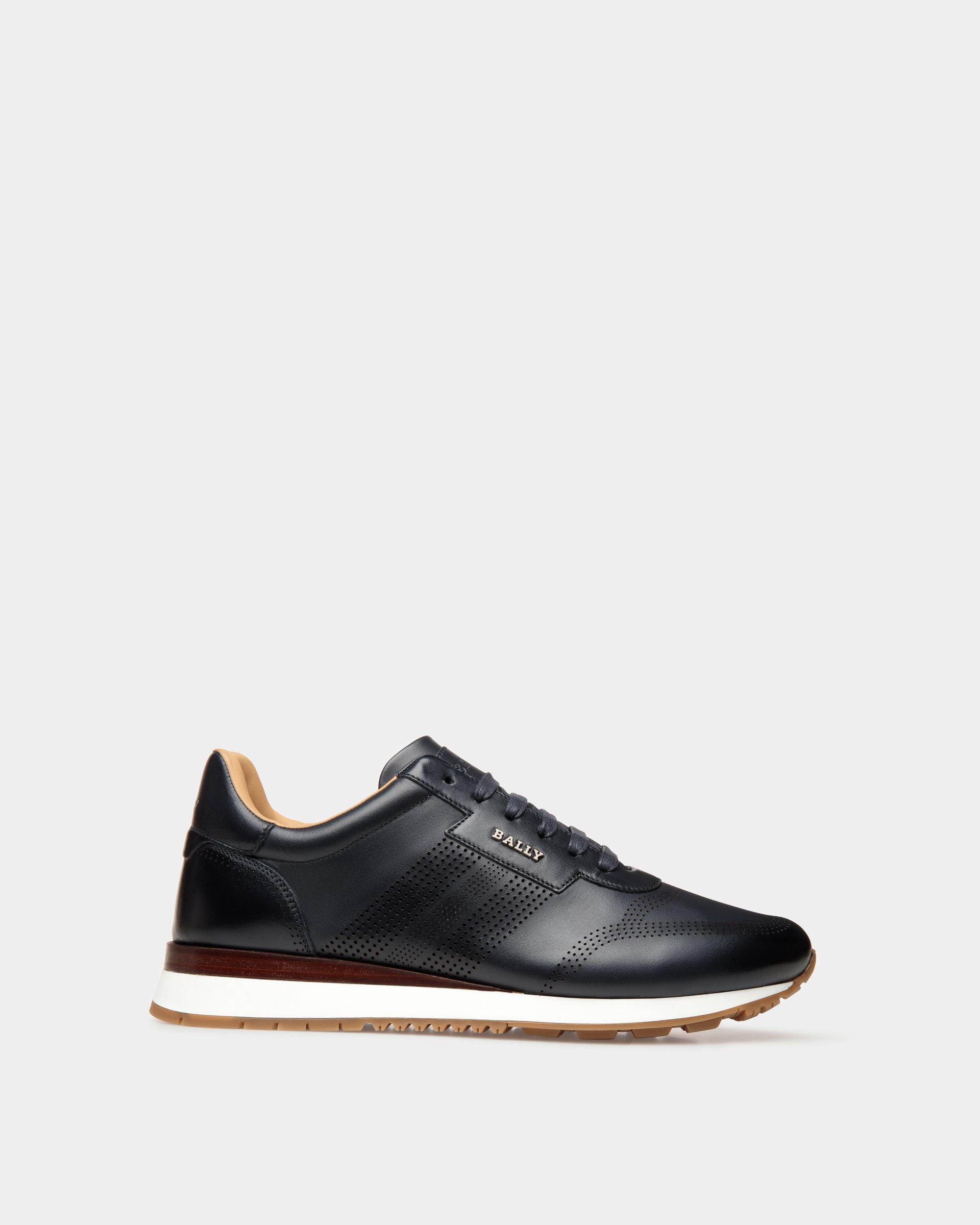 Asken Leather Sneakers In Midnight Blue - Men's - Bally - 01