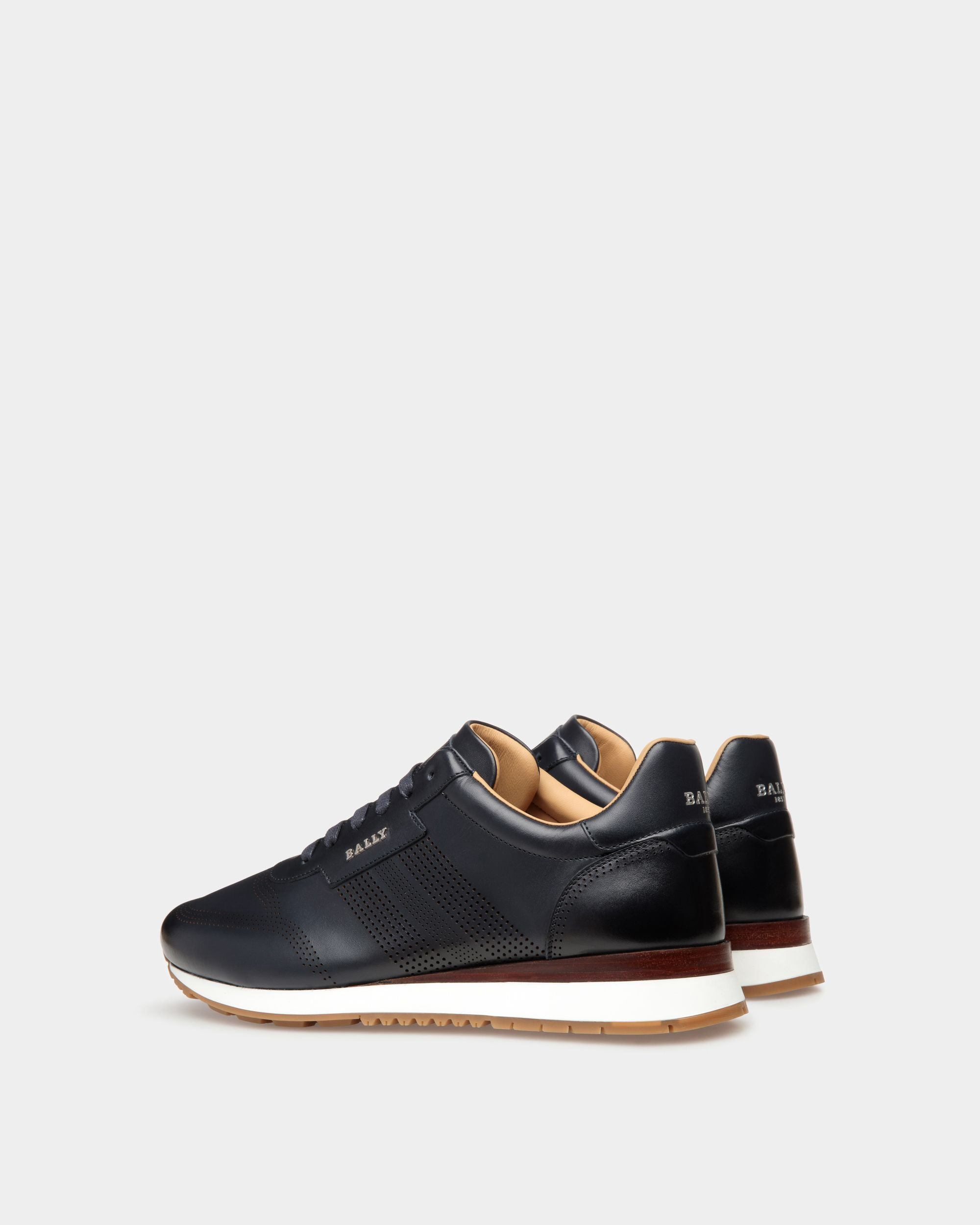 Asken Leather Sneakers In Midnight Blue - Men's - Bally - 03