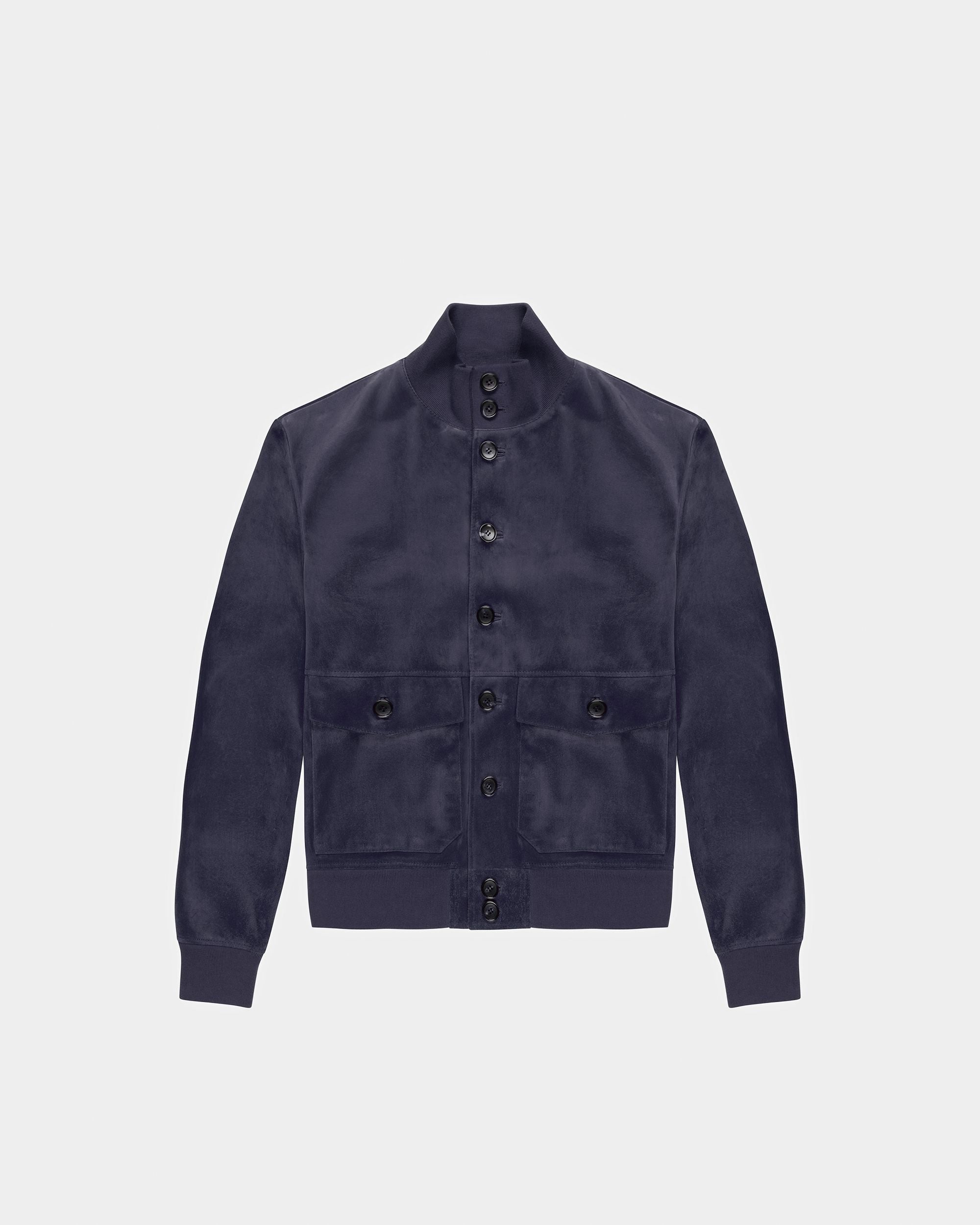 Blouson Bomber In Blue Leather - Men's - Bally - 01
