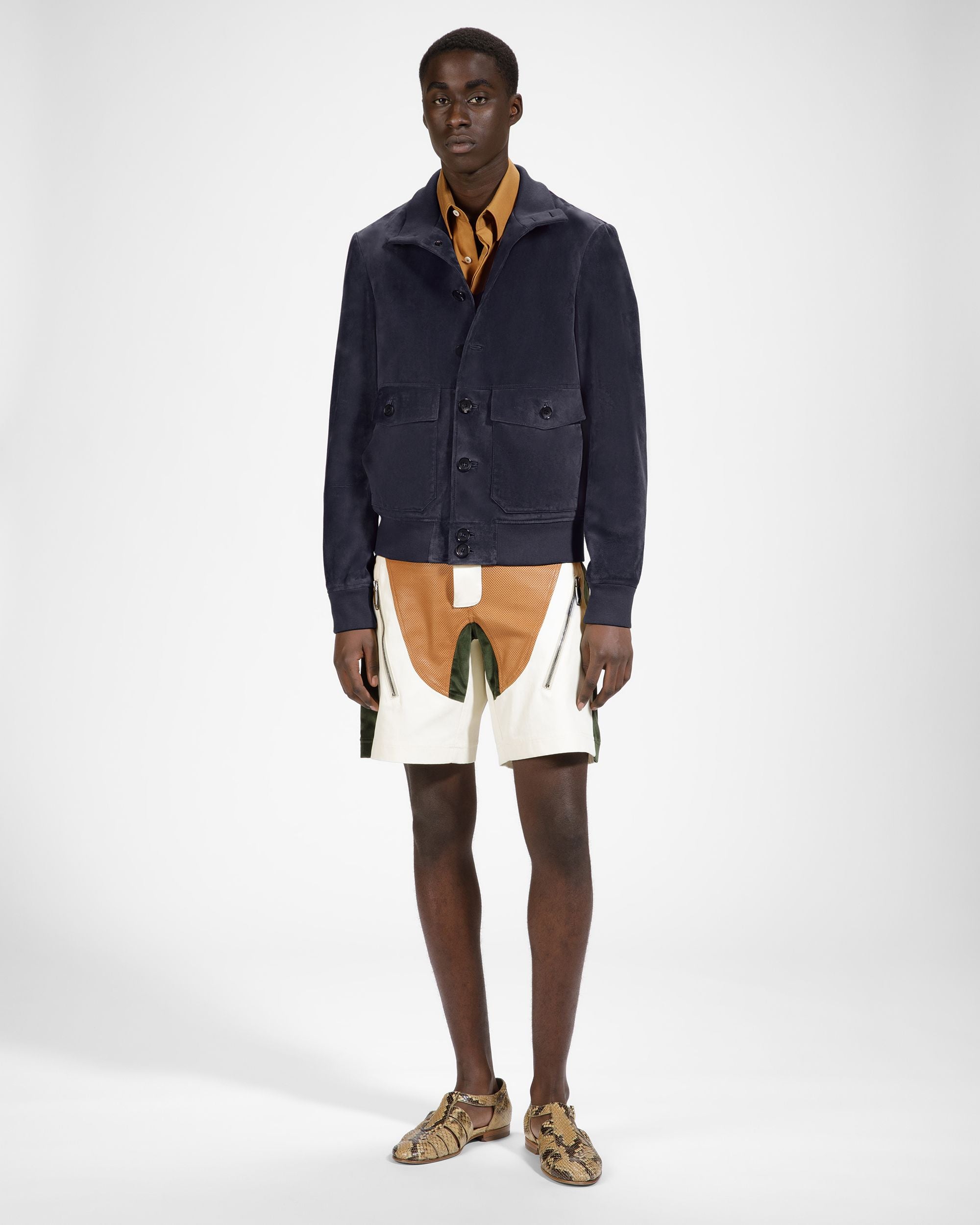 Blouson Bomber In Blue Leather - Men's - Bally - 02
