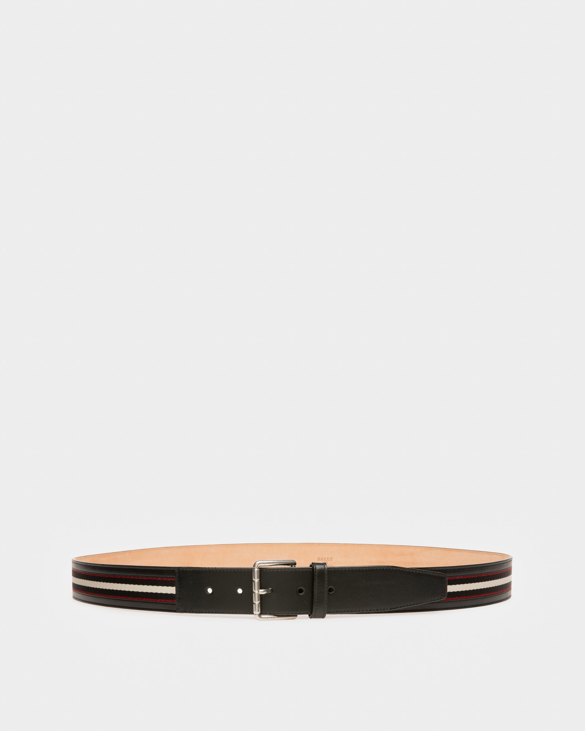 Wilford Leather & Fabric 40mm Belt In Black - Men's - Bally - 01