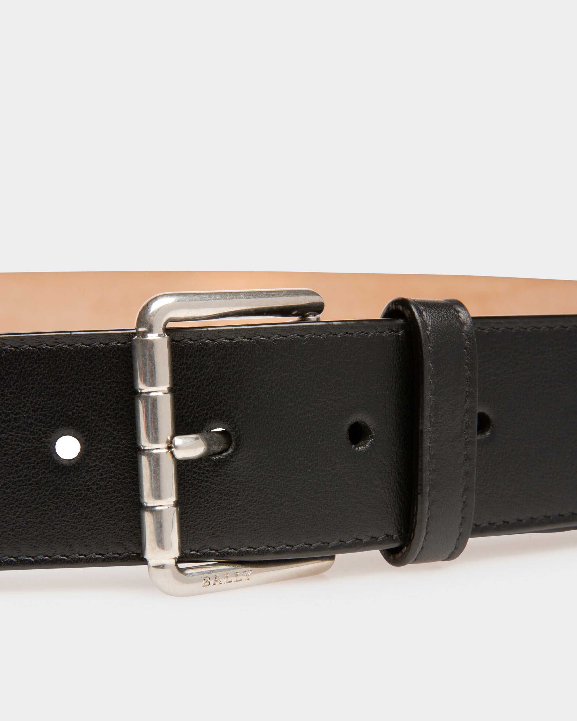 Wilford Leather & Fabric 40mm Belt In Black - Men's - Bally - 03