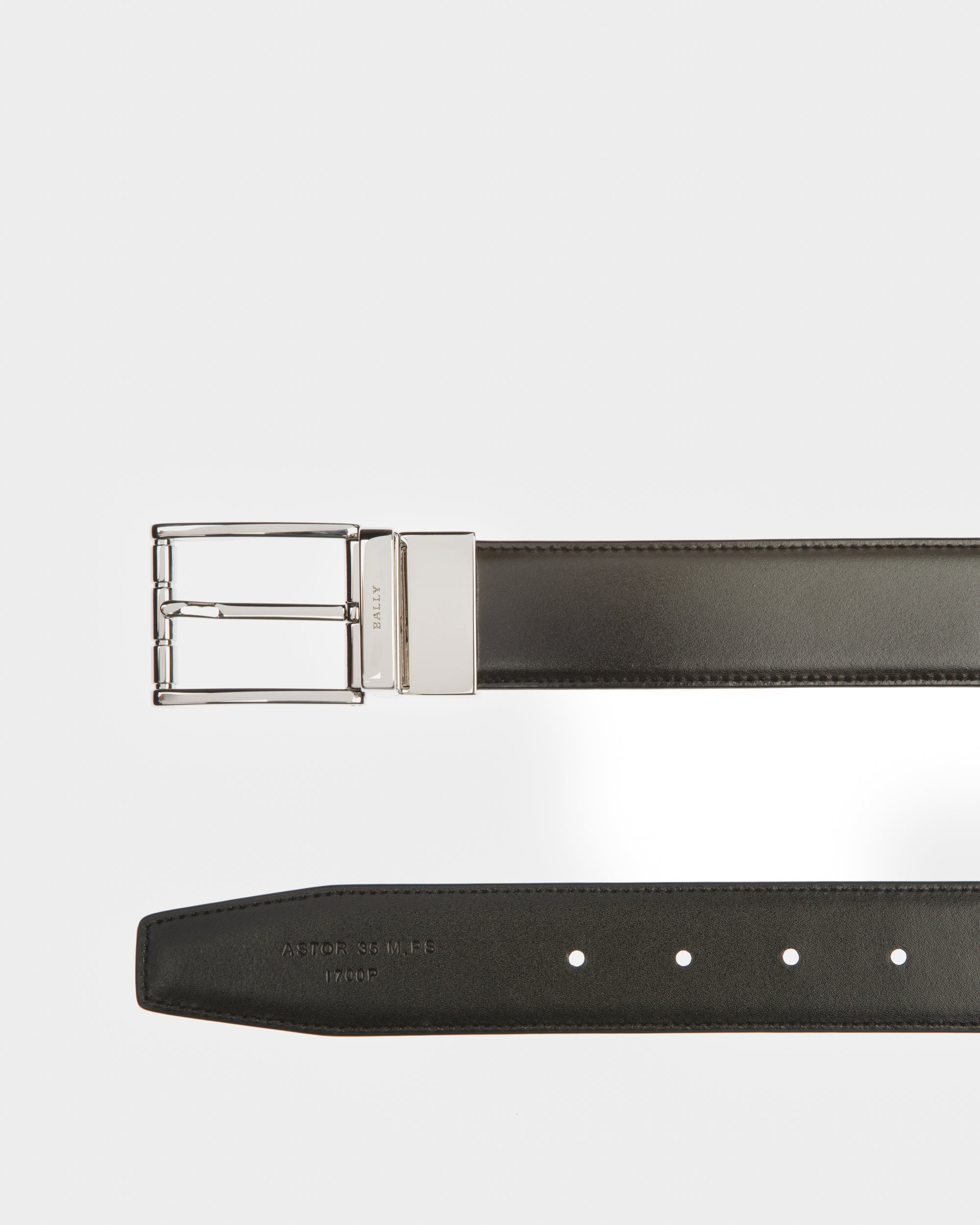 Astor Leather 35Mm Belt In Army Green & Black - Men's - Bally - 02