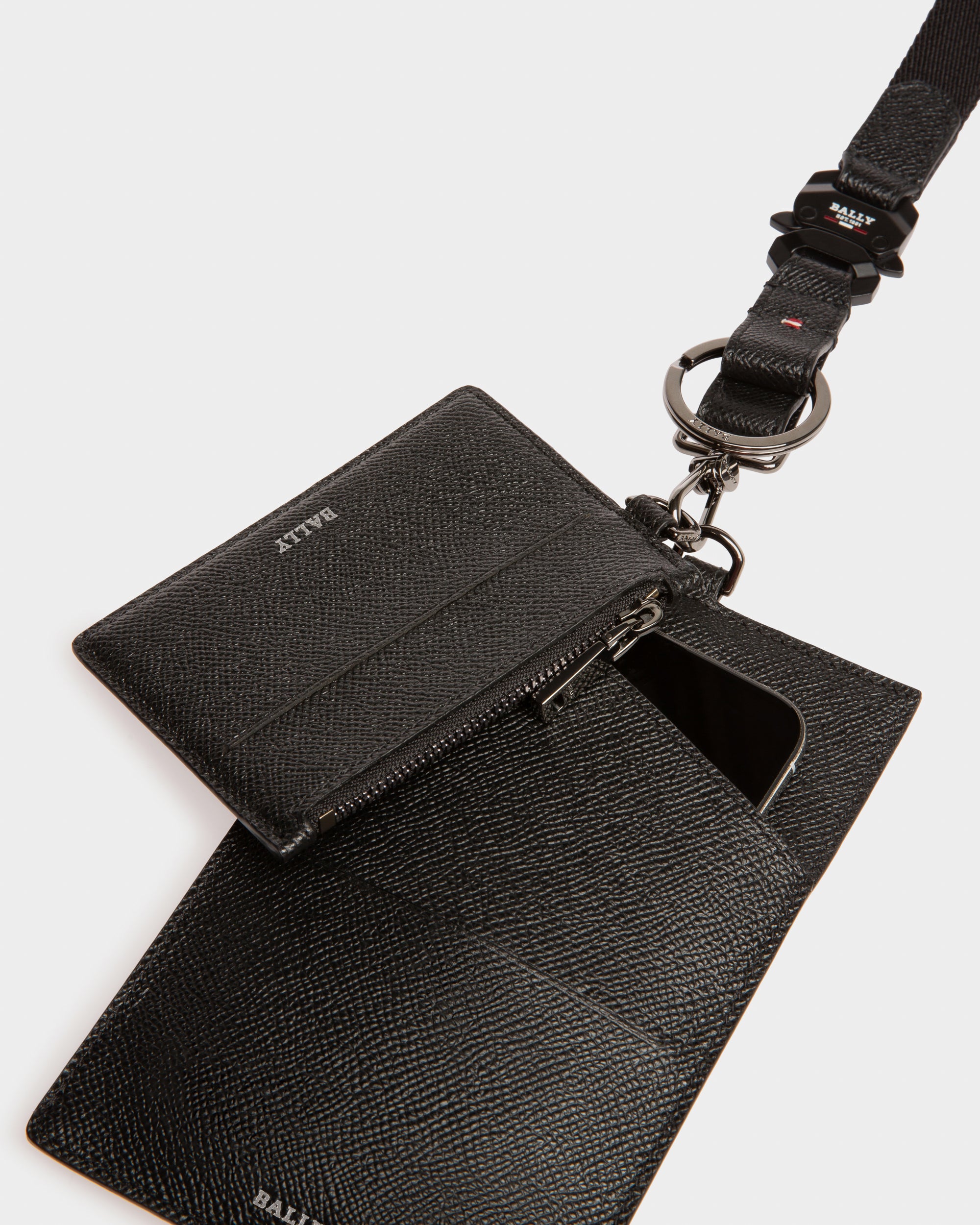 Braad Leather Phone Wallet In Black - Men's - Bally - 03