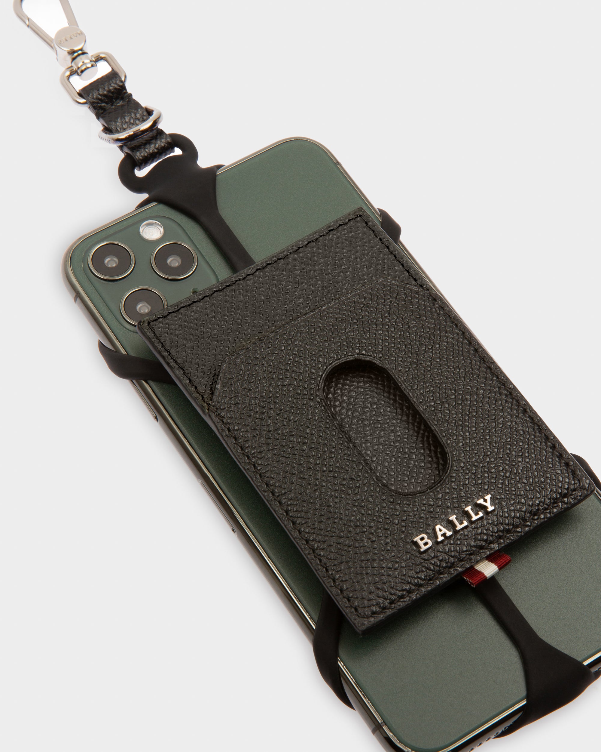 Bony Leather Phone Holder In Black - Men's - Bally - 04