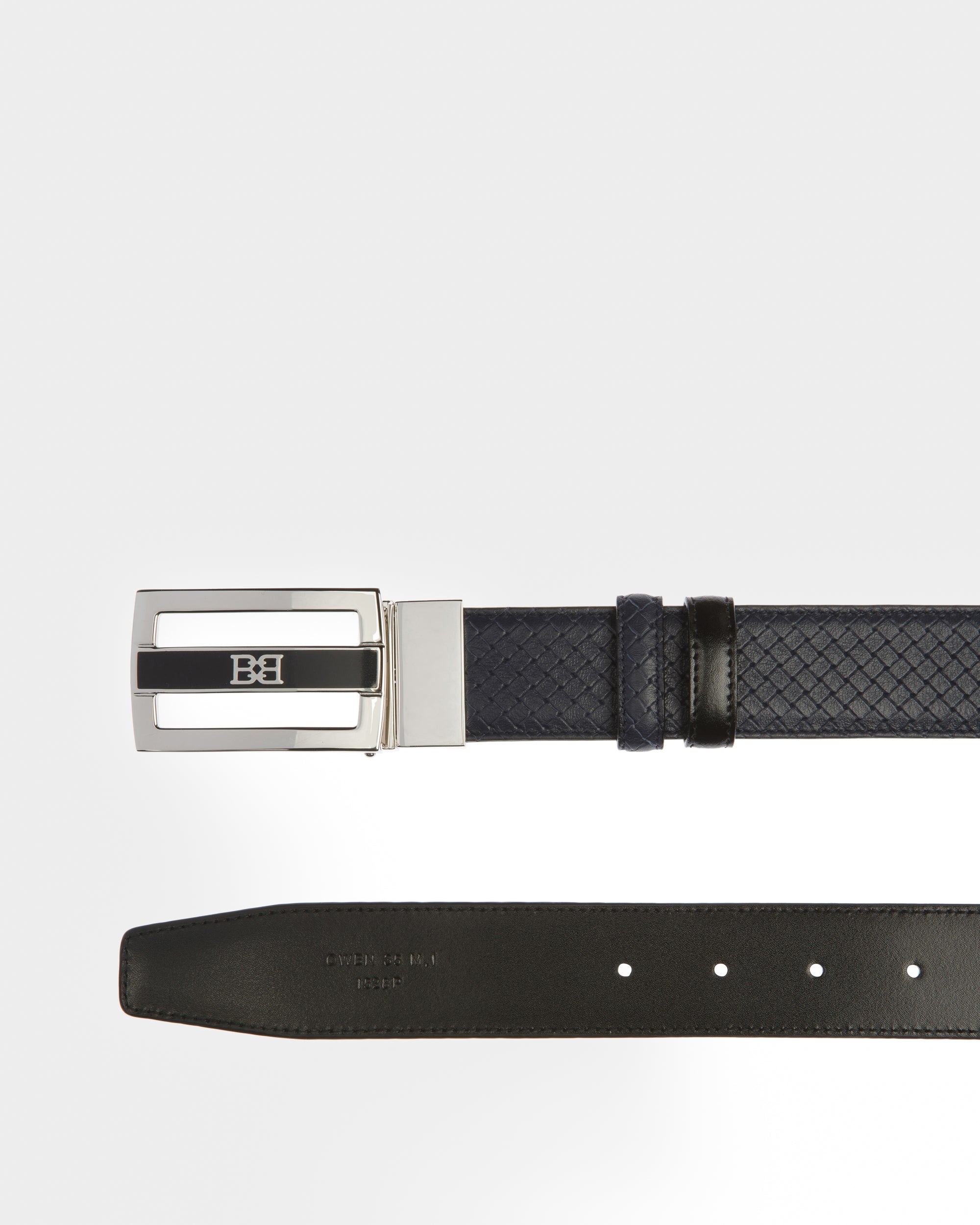 Owen Leather 35mm Belt In Navy And Black - Men's - Bally - 02