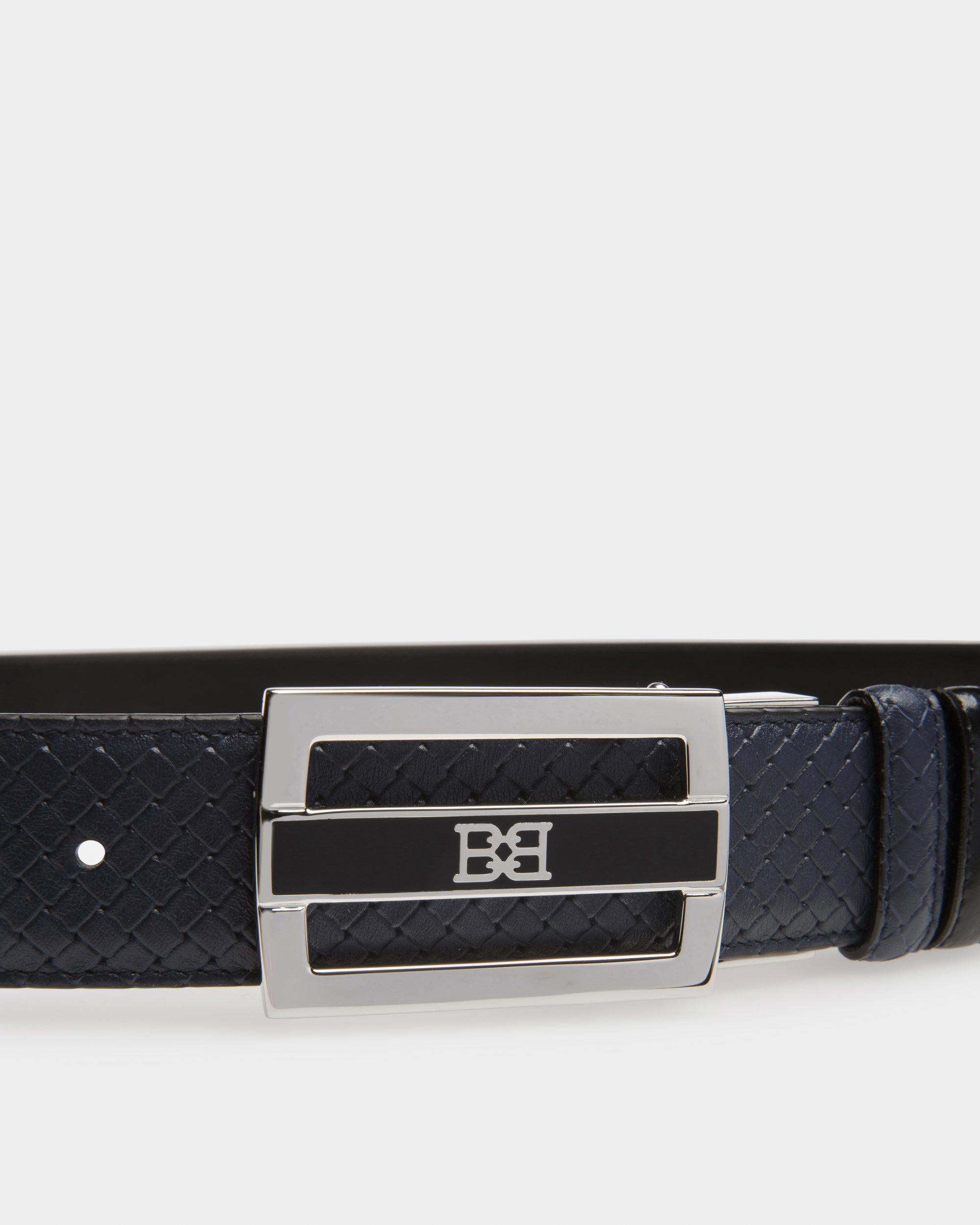 Owen Leather 35mm Belt In Navy And Black - Men's - Bally - 03