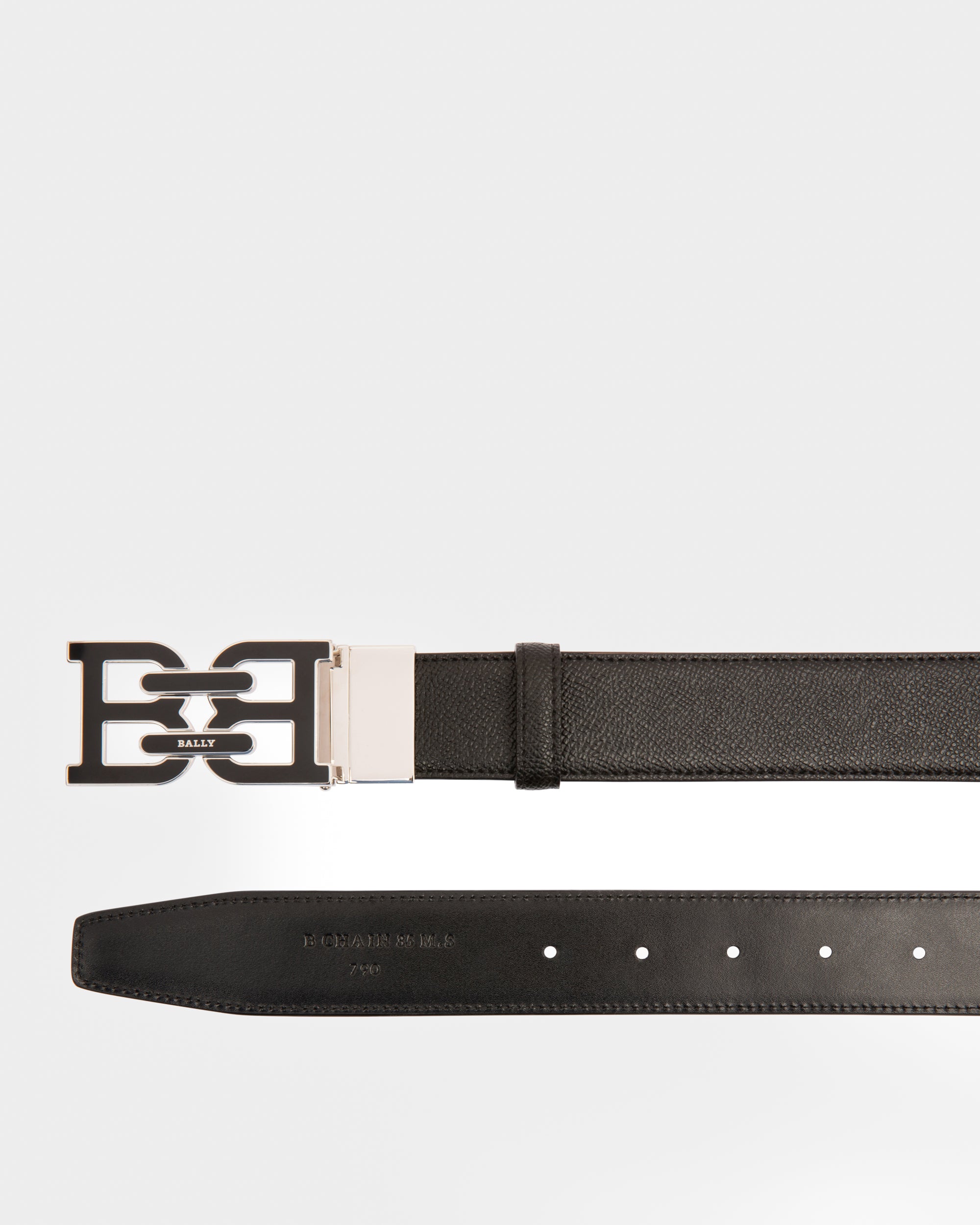 B-Chain Leather 35mm Belt In Black - Men's - Bally - 02
