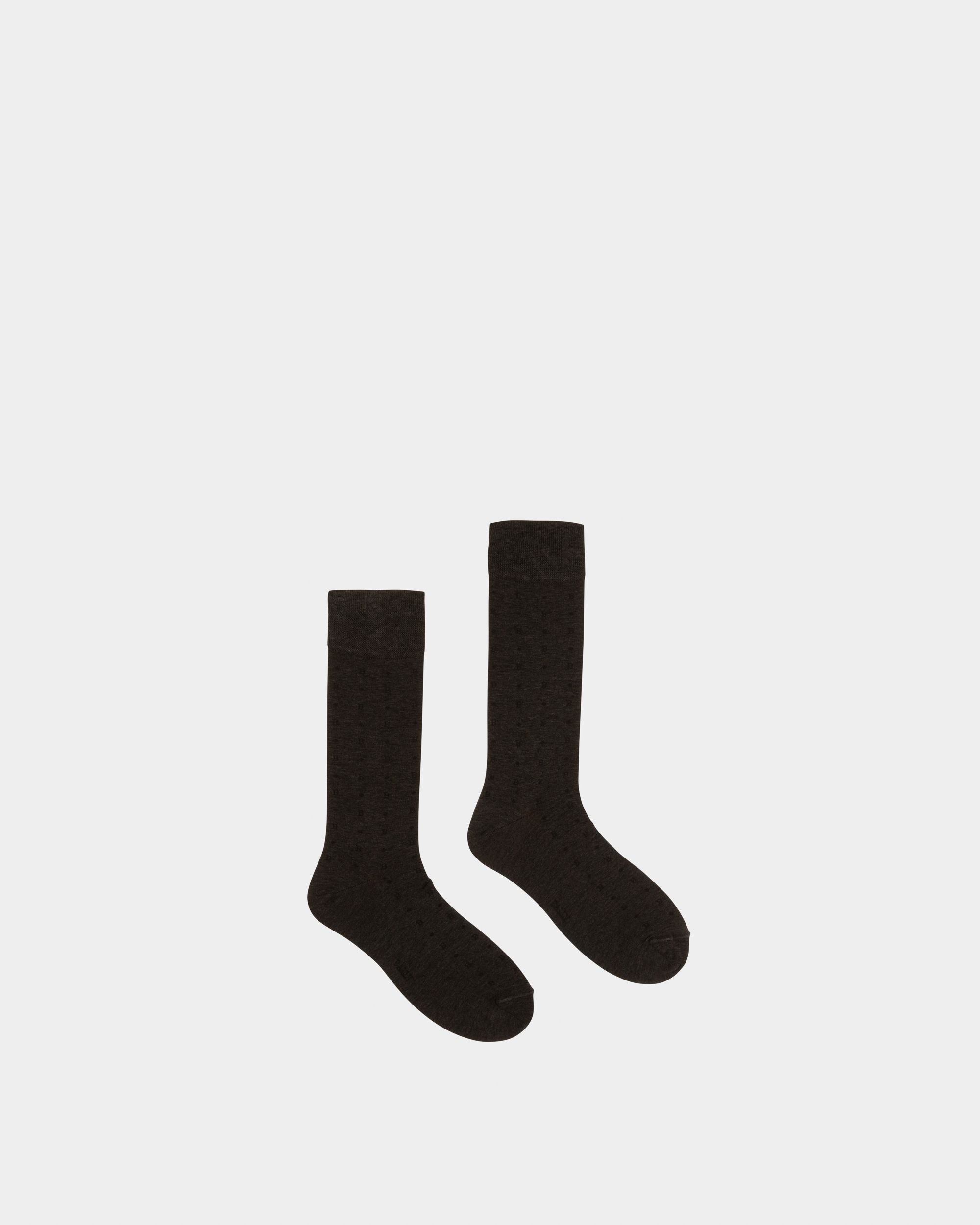 Cotton Socks In Grey & Black - Men's - Bally - 01