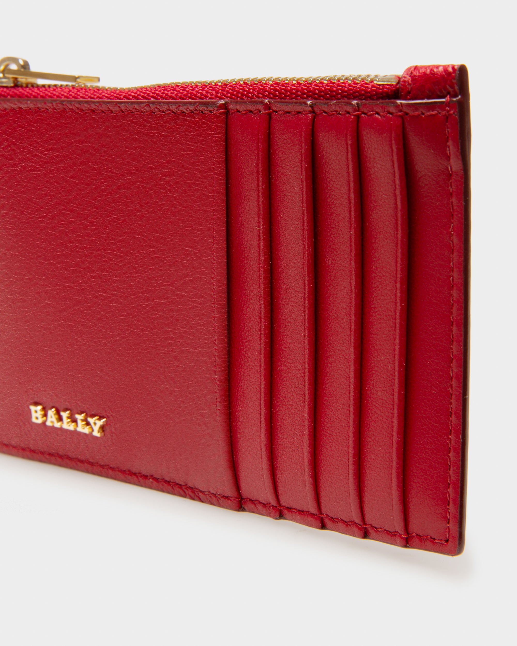 Landy Leather Wallet In Red - Women's - Bally - 04