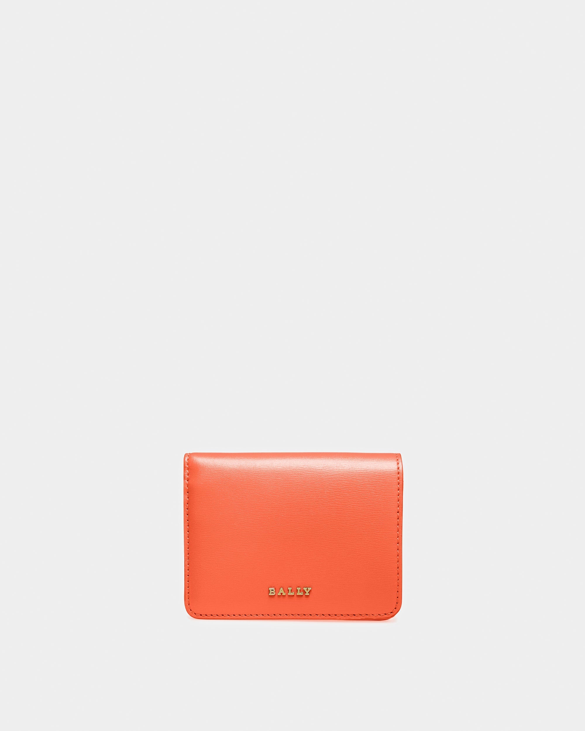 Lettes Leather Business Card Holder In Orange - Women's - Bally - 01