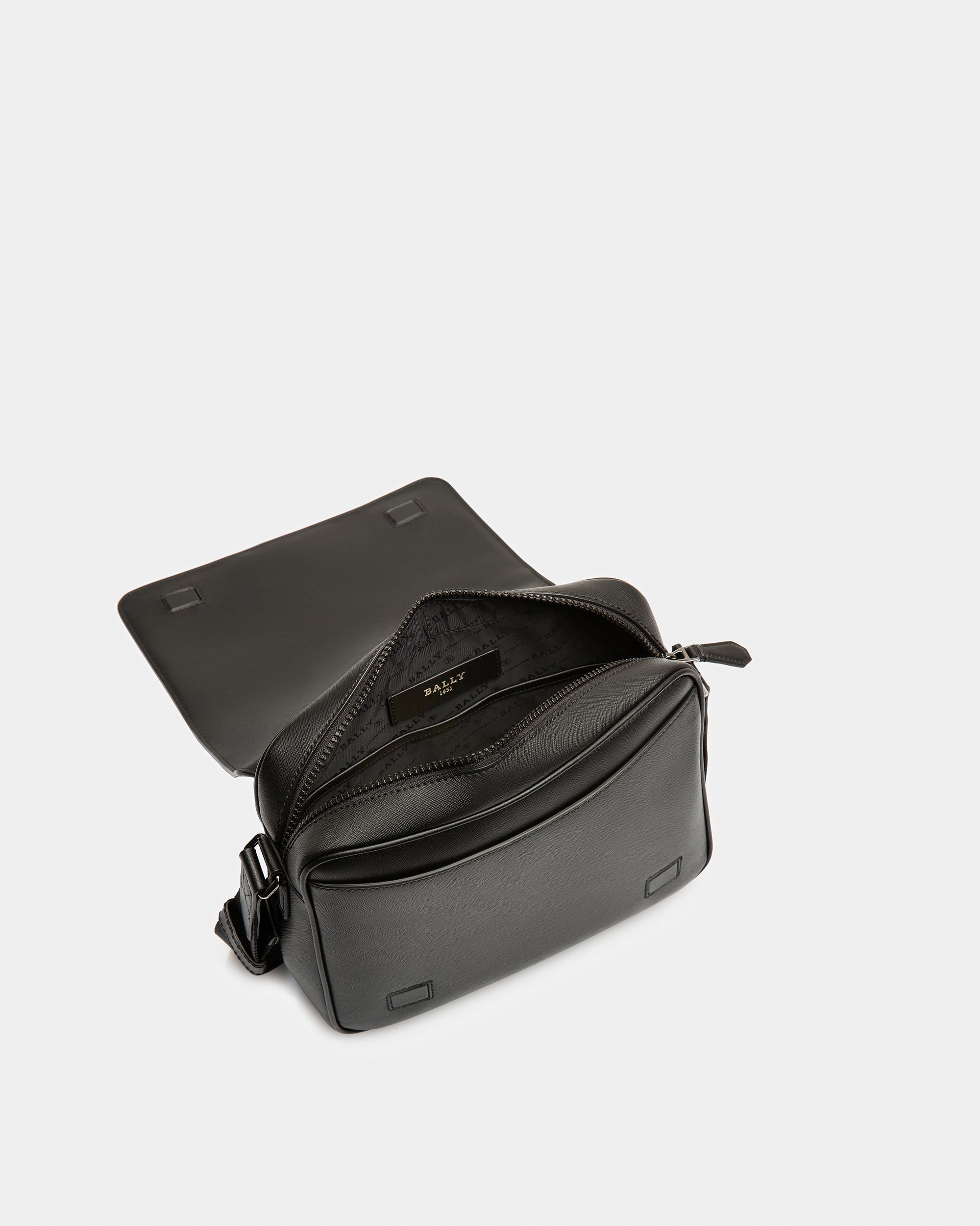Mes Recycled Leather Messenger Bag In Black - Men's - Bally - 03