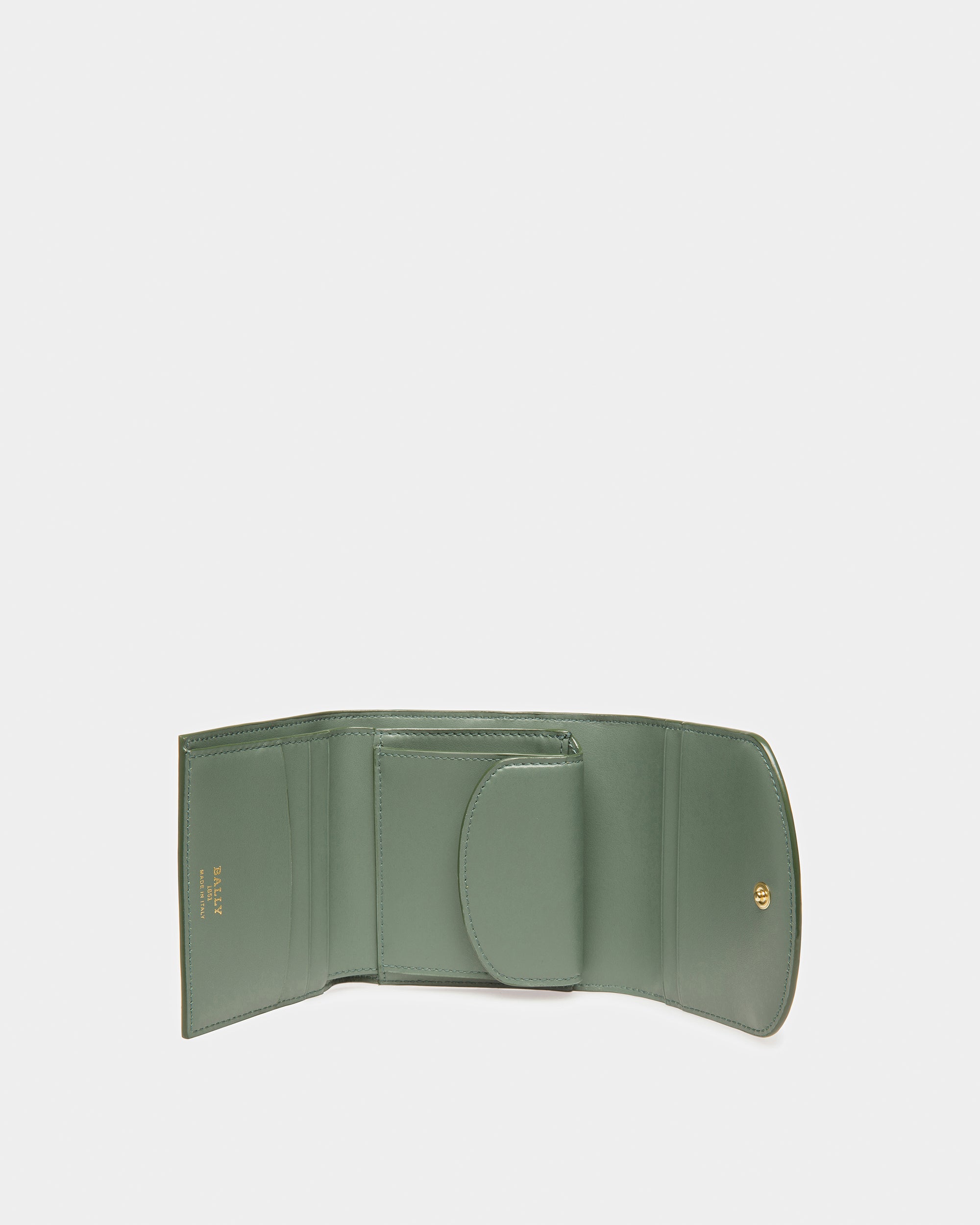 Blessy Leather Wallet In Sage - Women's - Bally - 03