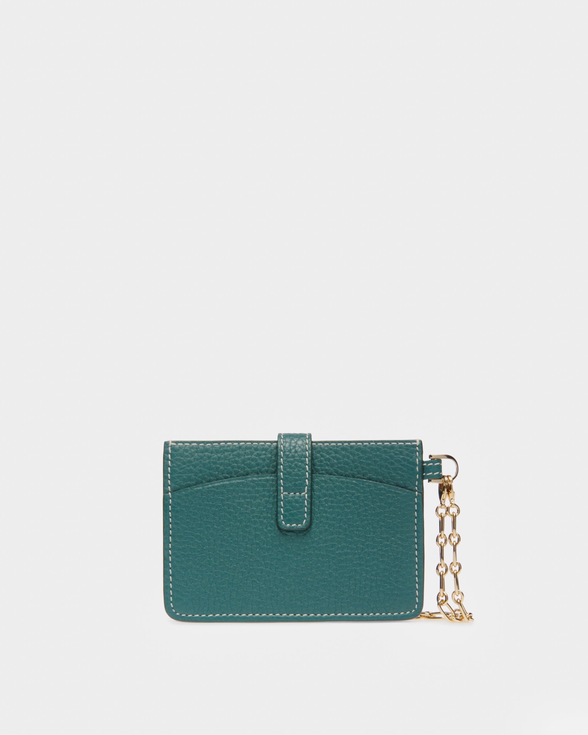 Ava Leather Card Holder In Dark Green - Women's - Bally - 02