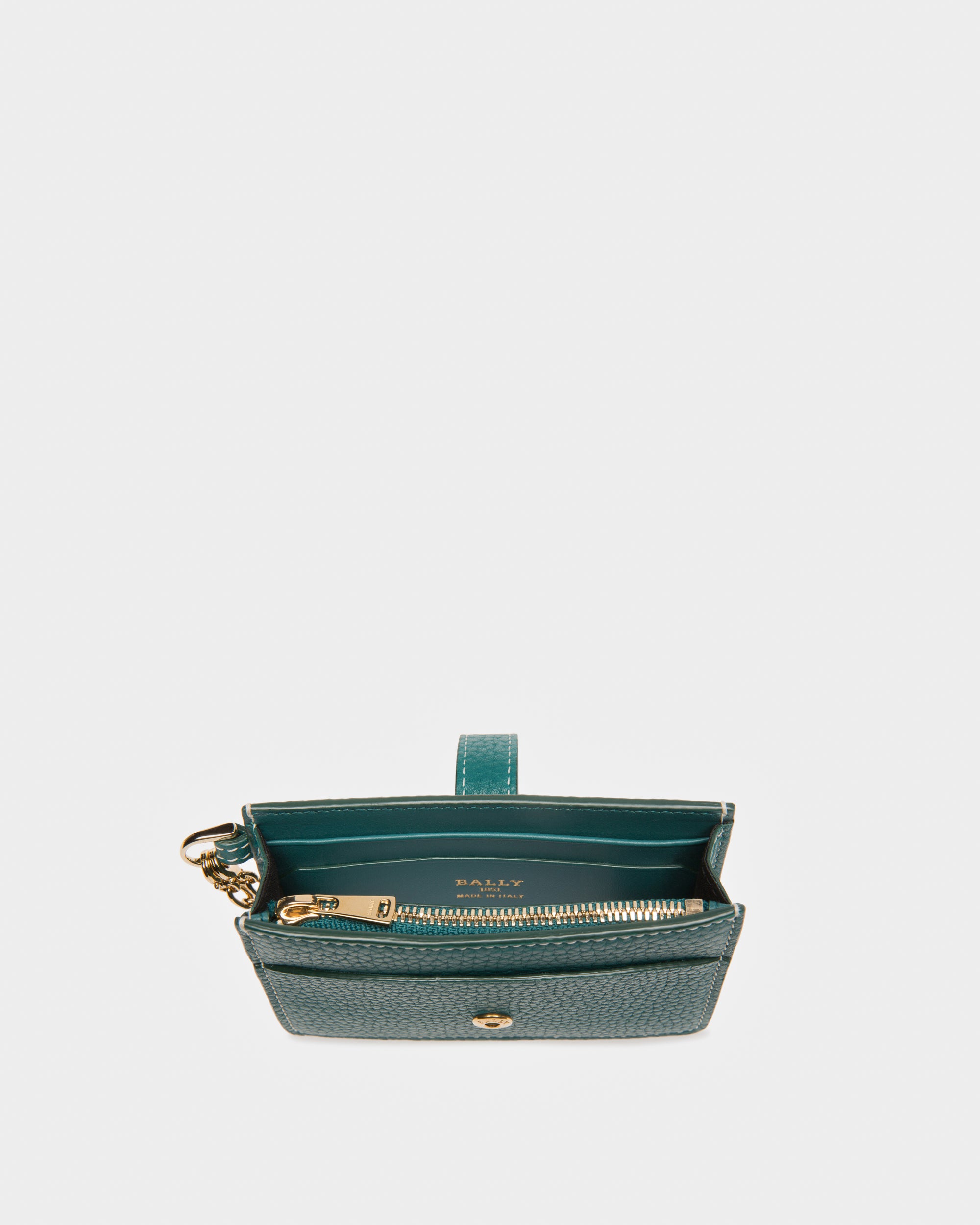 Ava Leather Card Holder In Dark Green - Women's - Bally - 03