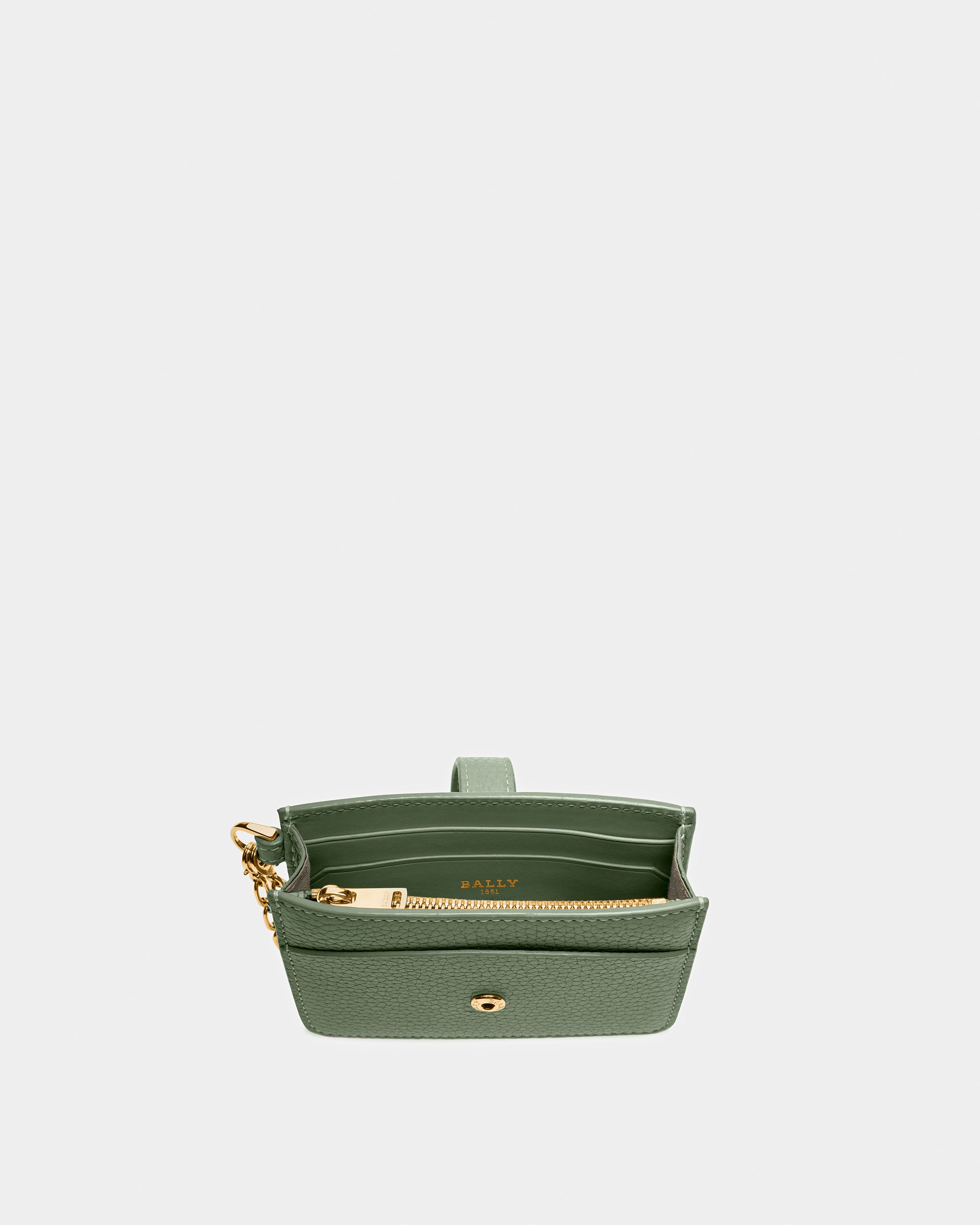 Ava Leather Card Holder In Sage - Women's - Bally - 03