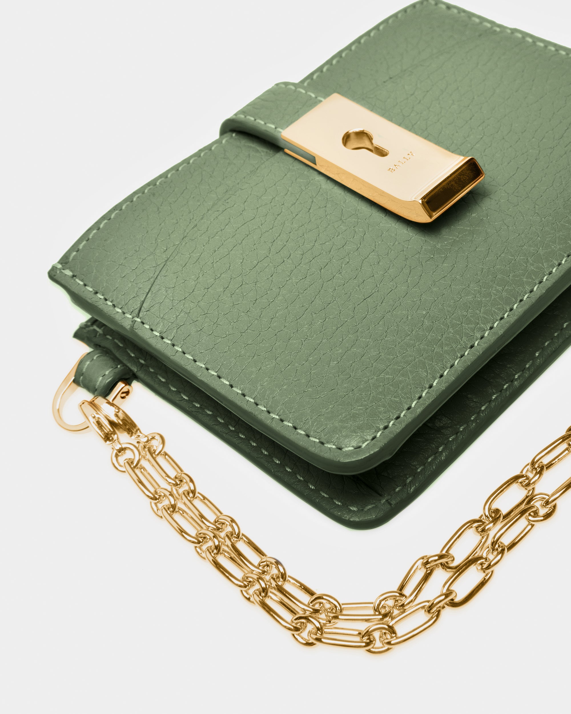 Ava Leather Card Holder In Sage - Women's - Bally - 04
